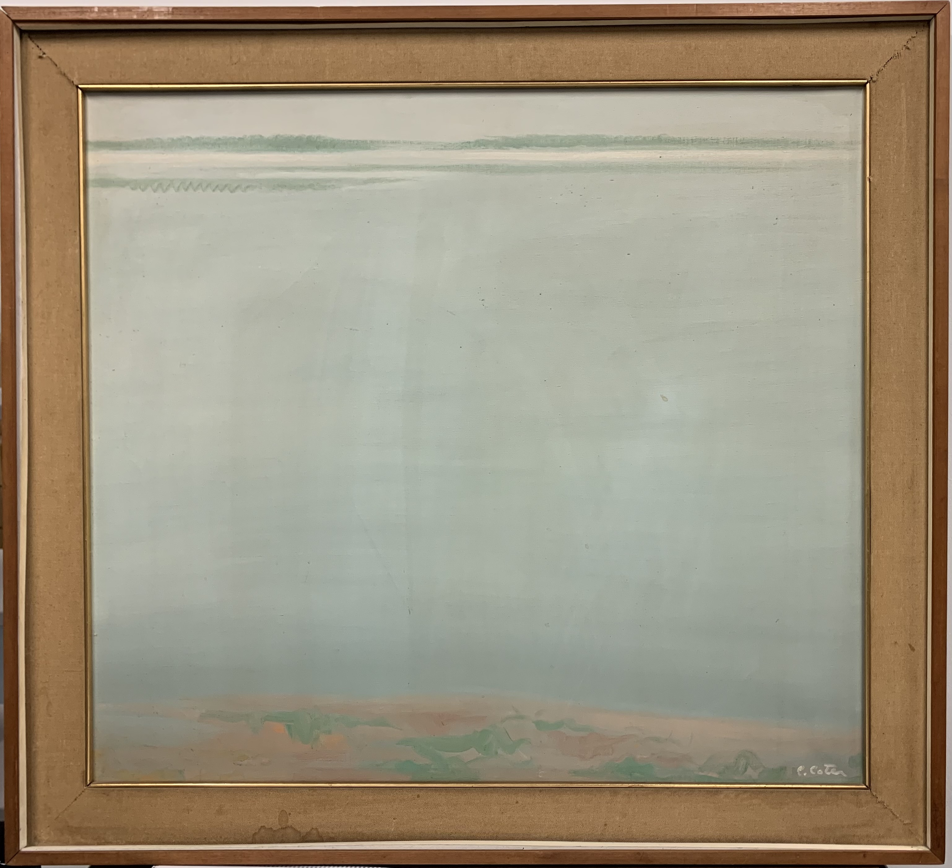 Paesaggio lagunare, paesaggio semi-astratto (dipinto, opera isolata) di Coter Costante (attribuito) - ambito lombardo (XX sec)