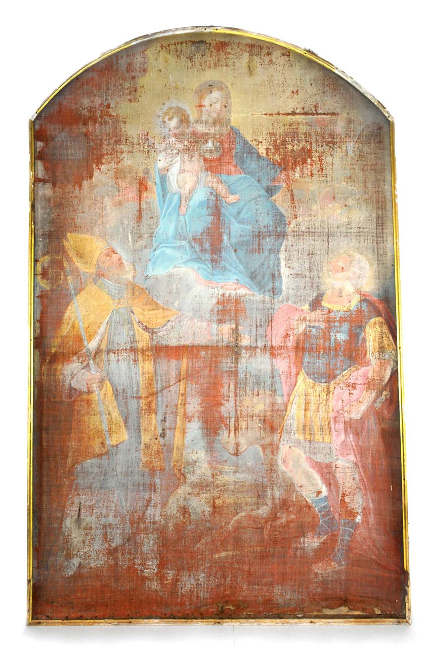 Madonna in gloria tra San Bernardo e San Bovone (dipinto, opera isolata) - ambito vercellese (fine/ inizio secc. XVII/ XVIII)