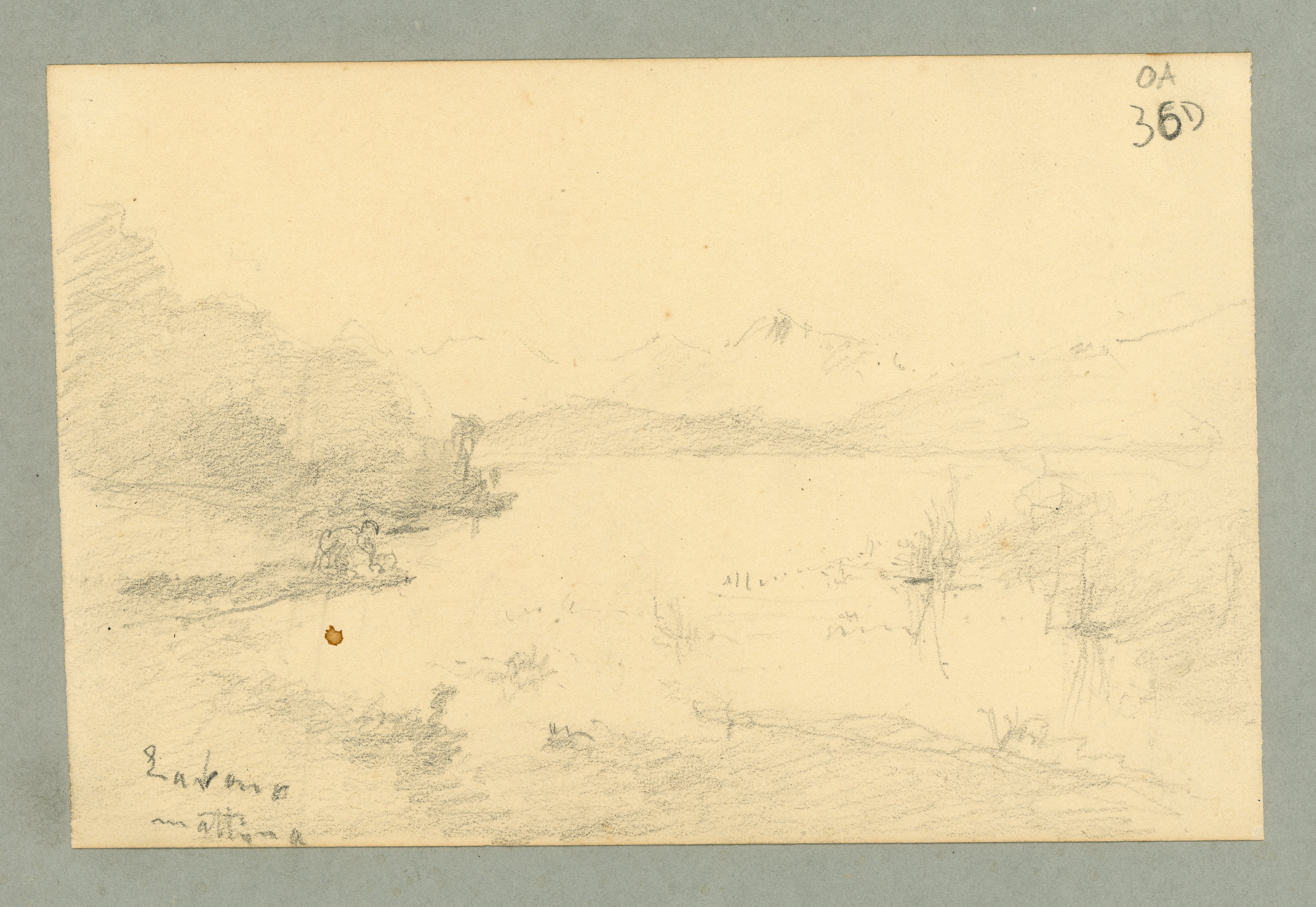 Laveno mattina, Paesaggio lacustre: Laveno (disegno) di Tominetti, Achille - ambito italiano (fine/ inizio XIX/ XX)