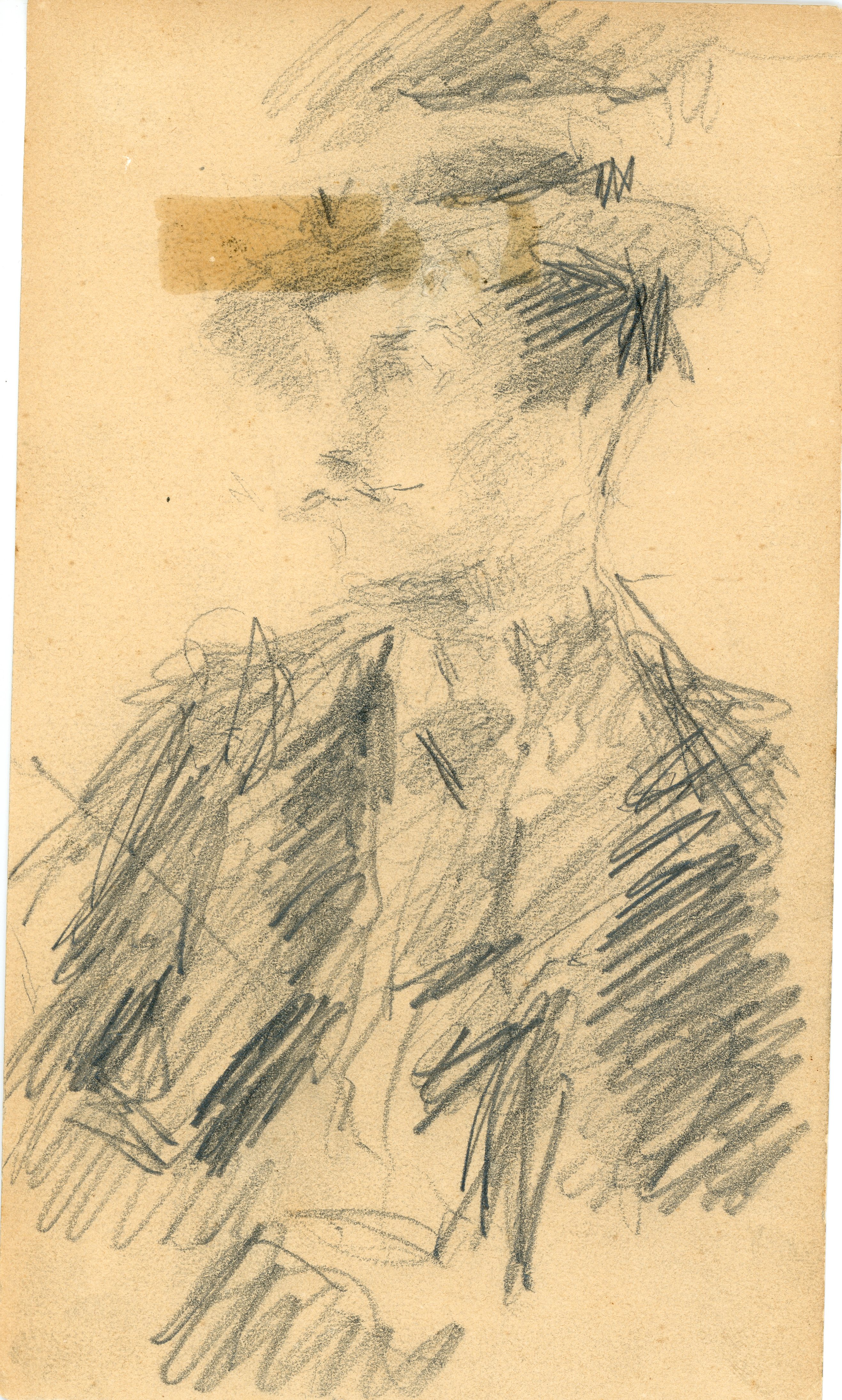 Uomo a mezzobusto (disegno) di Troubetzkoy, Pierre - ambito italiano (fine/ metà XIX/ XX)