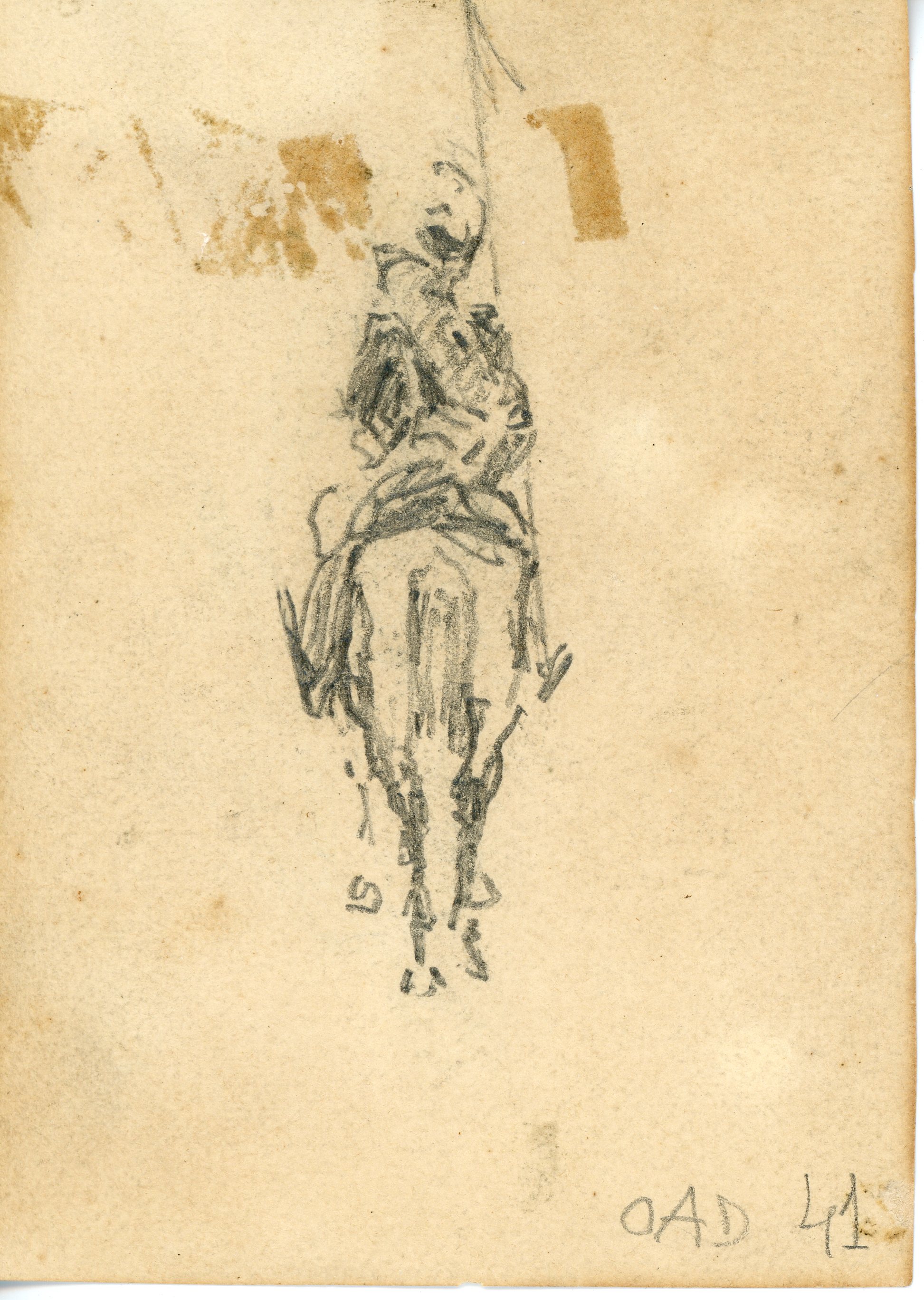 Uomo a cavallo (disegno) di Troubetzkoy, Pierre - ambito italiano (fine/ metà XIX/ XX)