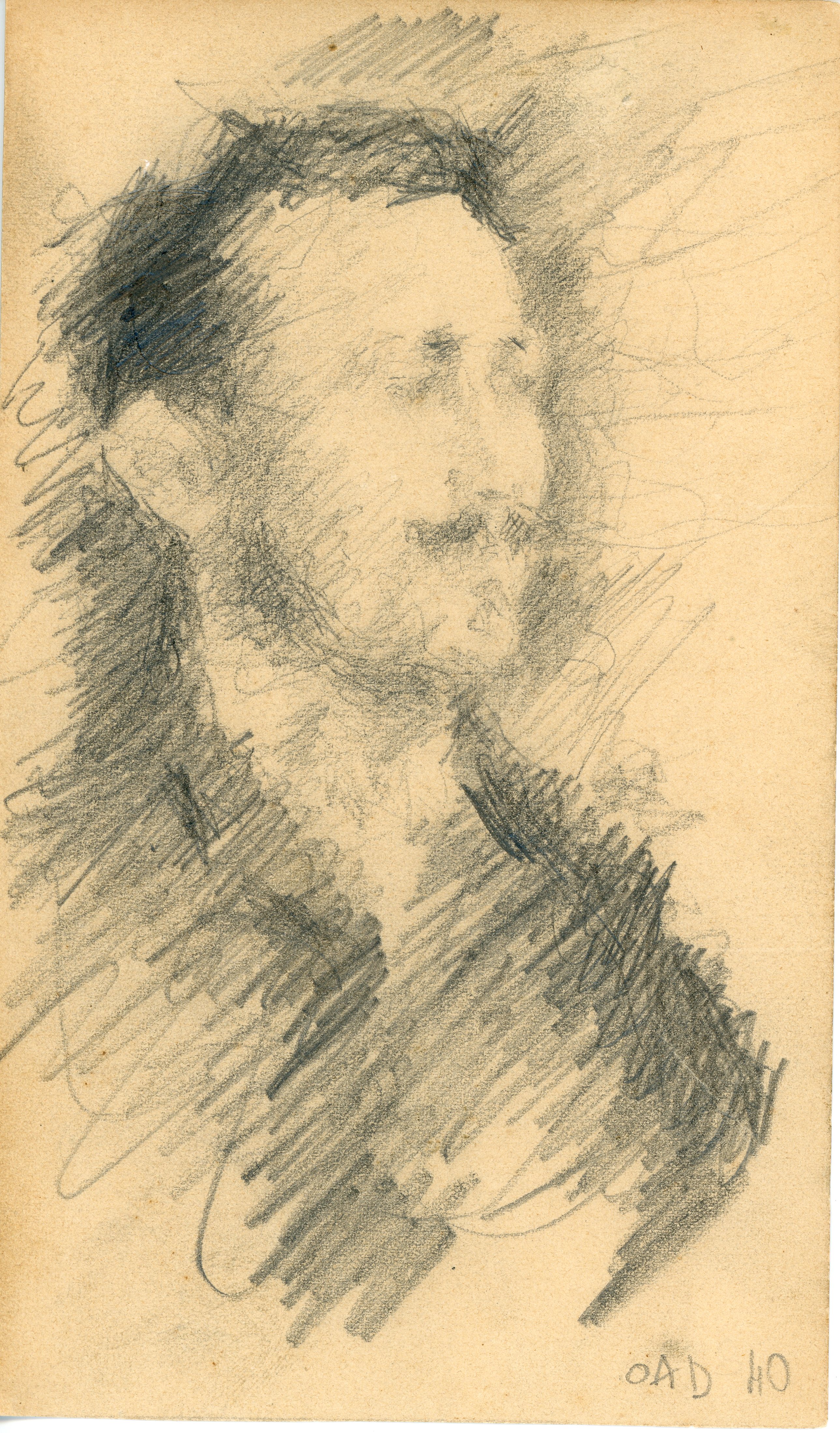 Uomo a mezzobusto (disegno) di Troubetzkoy, Pierre - ambito italiano (fine/ metà XIX/ XX)