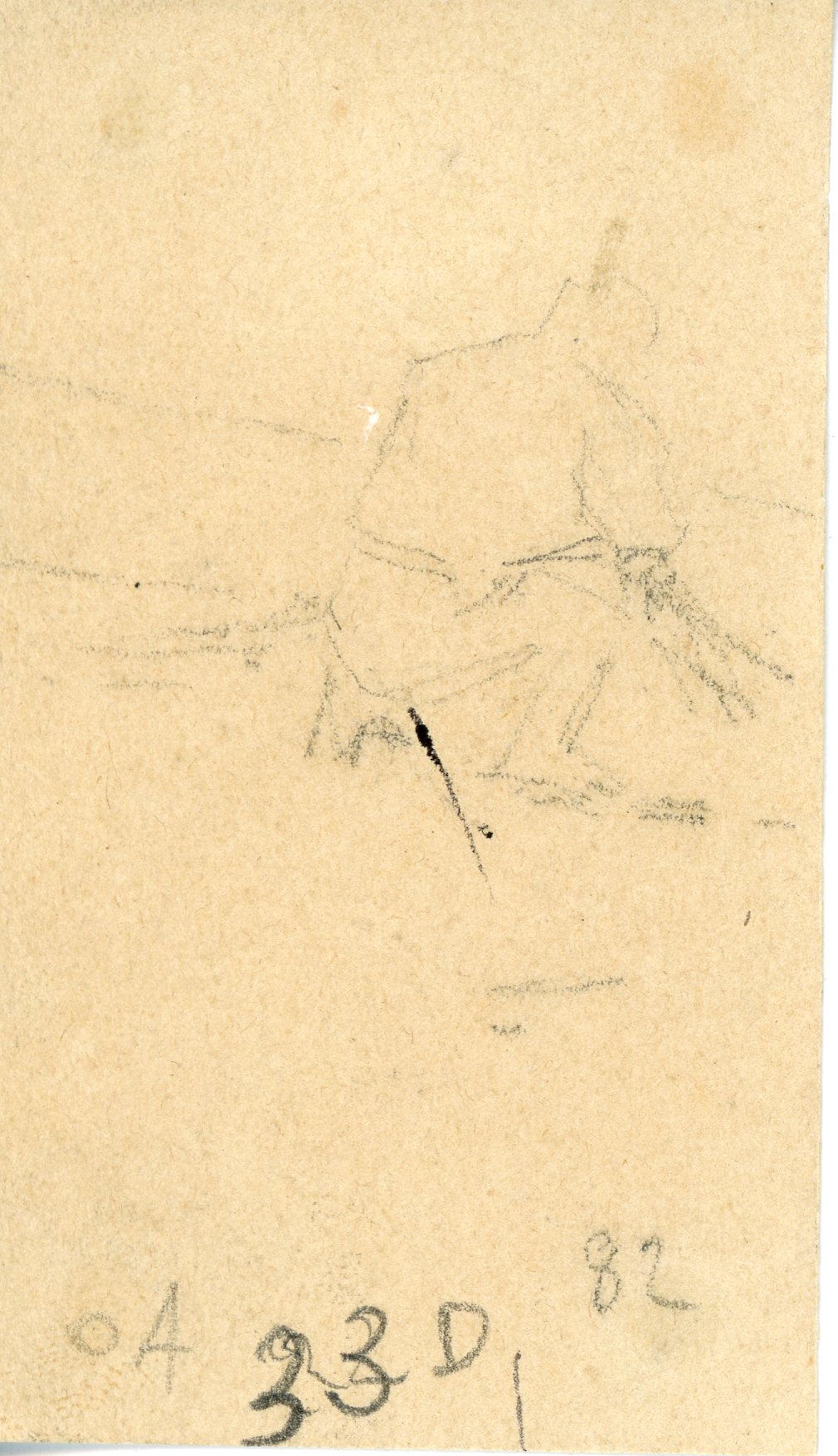 Uomo accovacciato al lavoro (disegno) di Tominetti, Achille - ambito italiano (XIX)