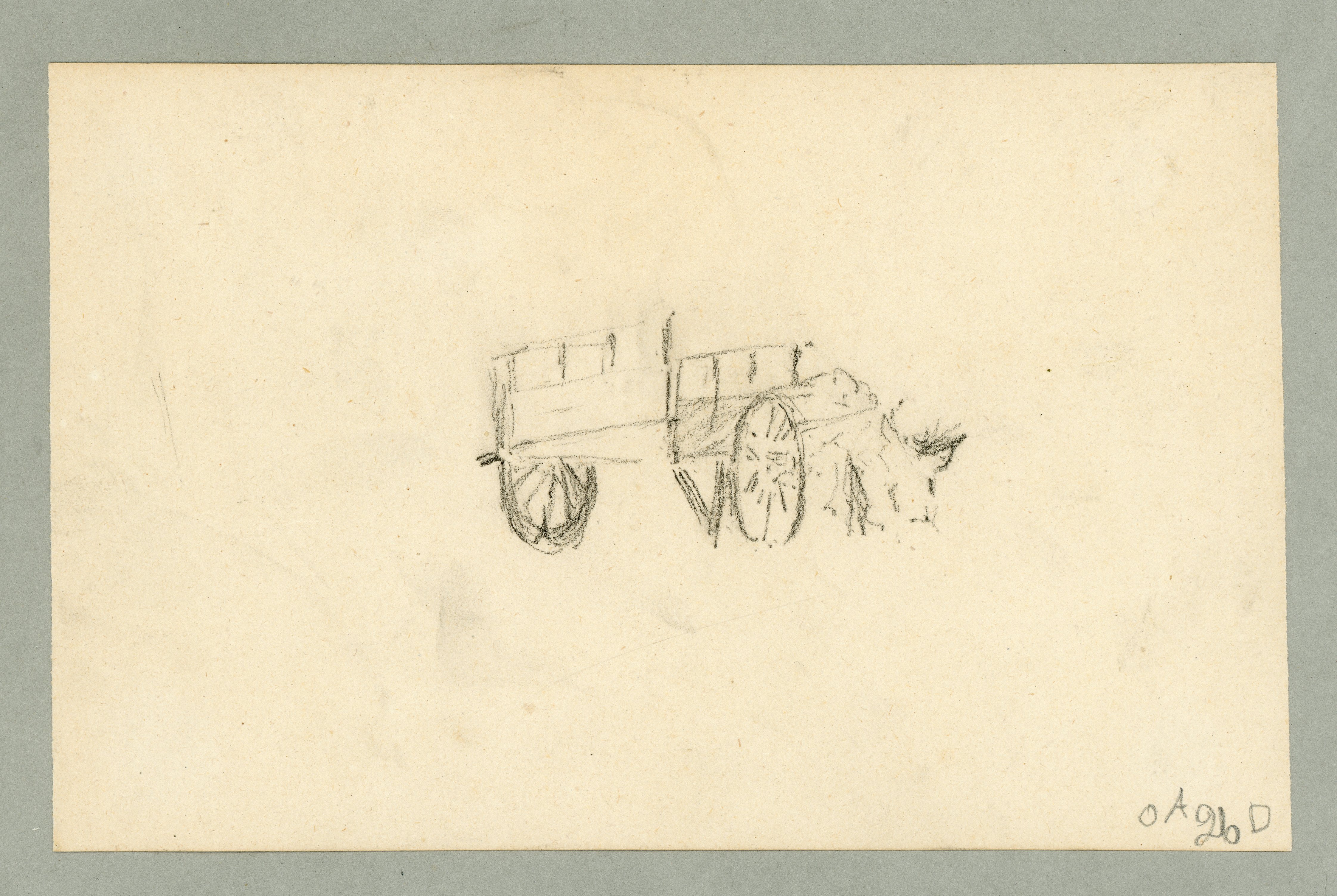 Carretto trainato da una bestia (disegno) di Tominetti, Achille - ambito italiano (fine/ inizio XIX/ XX)