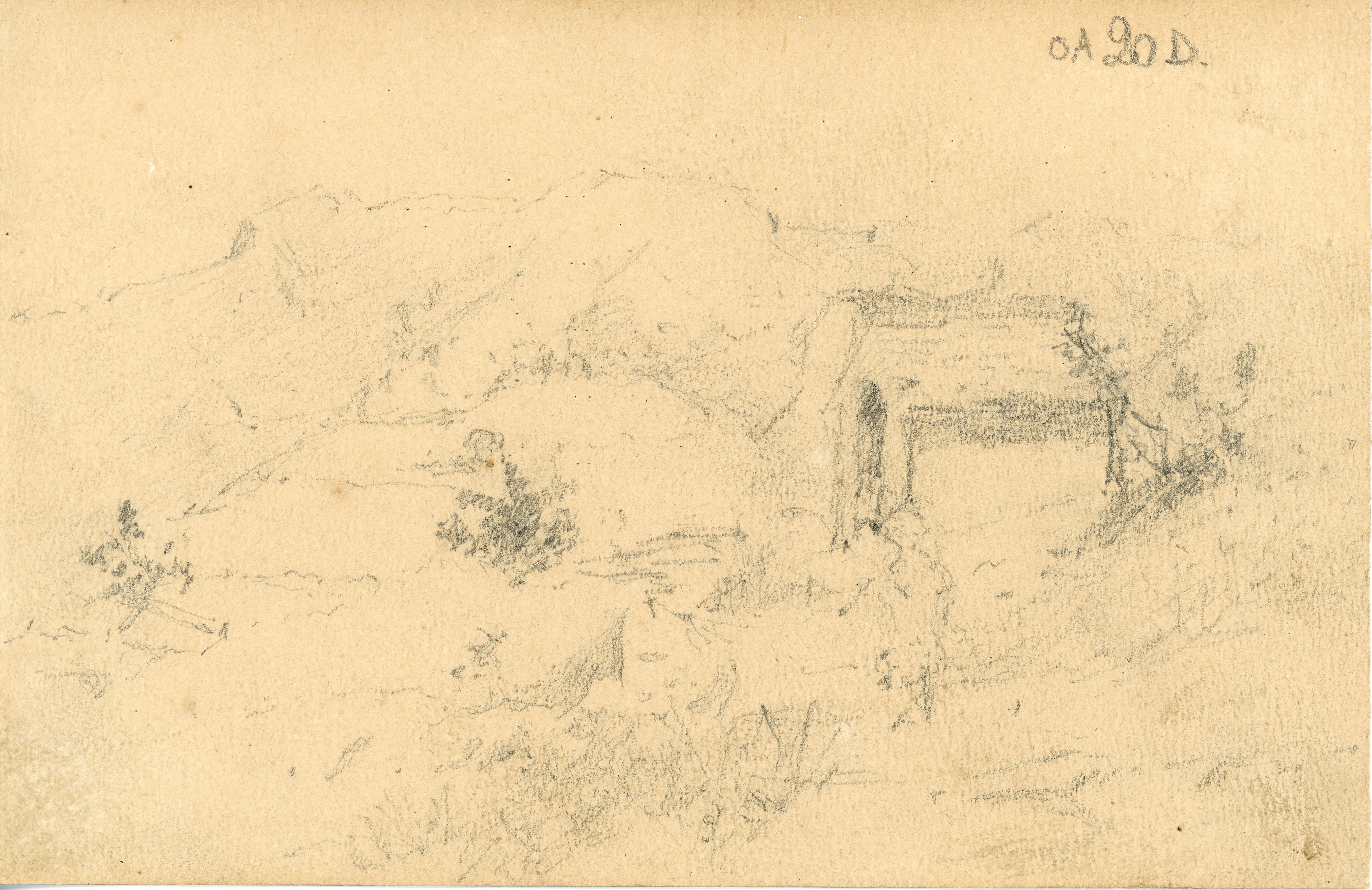 Cappelletta di montagna (disegno) di Tominetti, Achille - ambito italiano (fine/ inizio XIX/ XX)