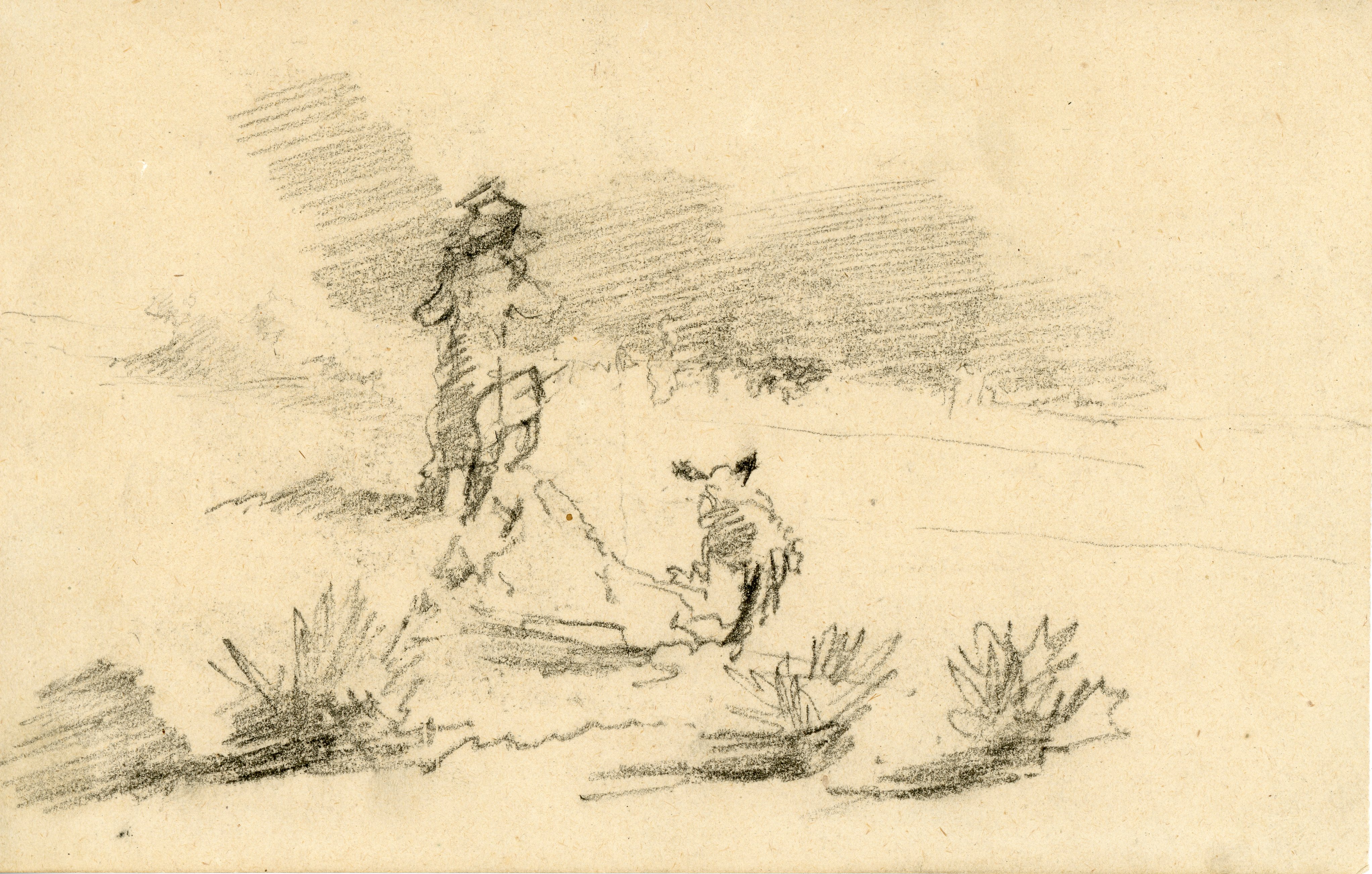 Uomo con cane (disegno) di Tominetti, Achille - ambito italiano (fine/ inizio XIX/ XX)