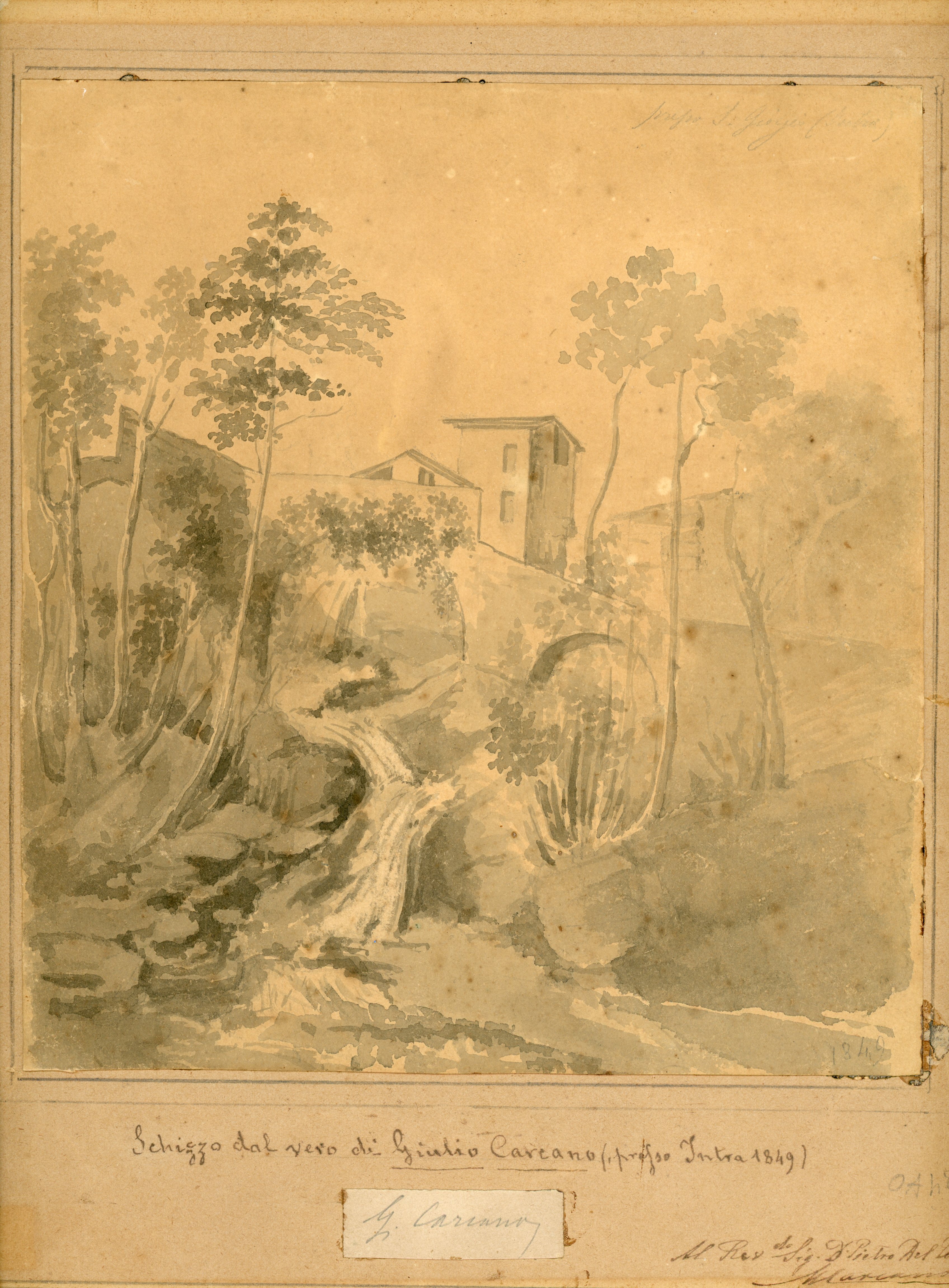 Paesaggio presso Intra (acquerello) di Carcano, Giulio - ambito italiano (XIX)