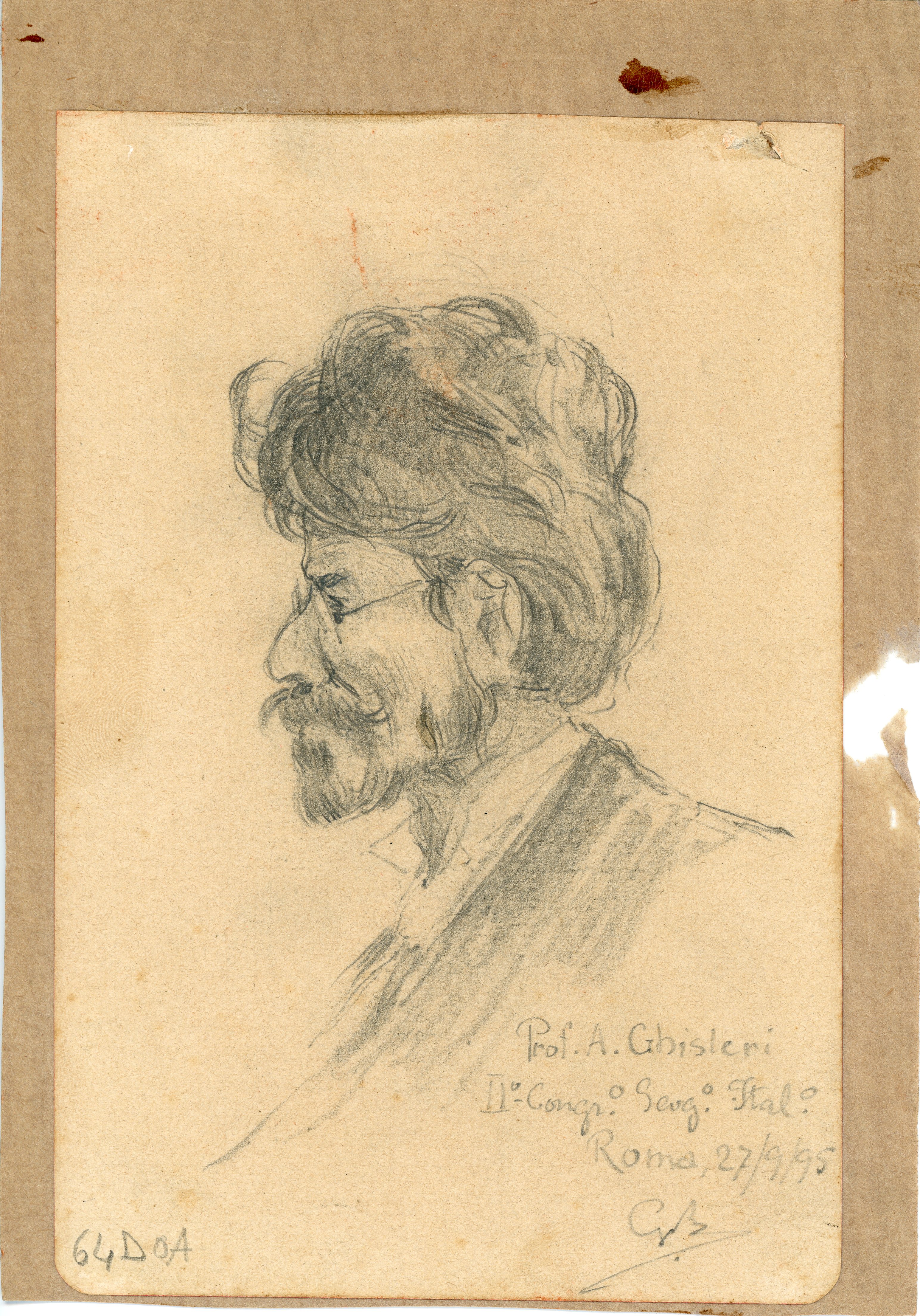 Prof A. Ghisleri, ritratto (disegno) di Boggiani, Guido - ambito Italia settentrionale (seconda metà XX)