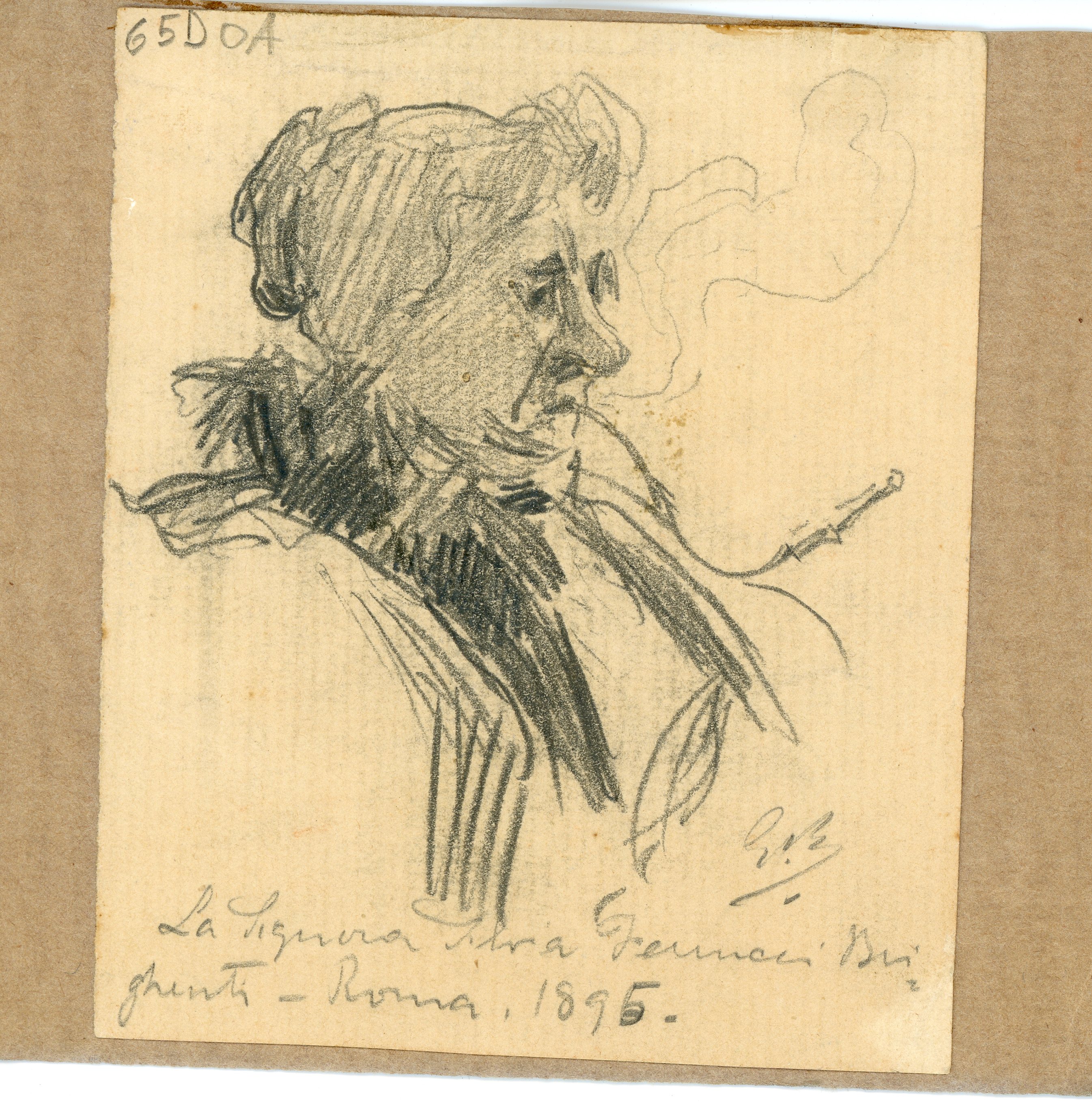Sig.ra Silvia Gennari Brighenti, ritratto (disegno) di Boggiani, Guido - ambito Italia settentrionale (seconda metà XX)