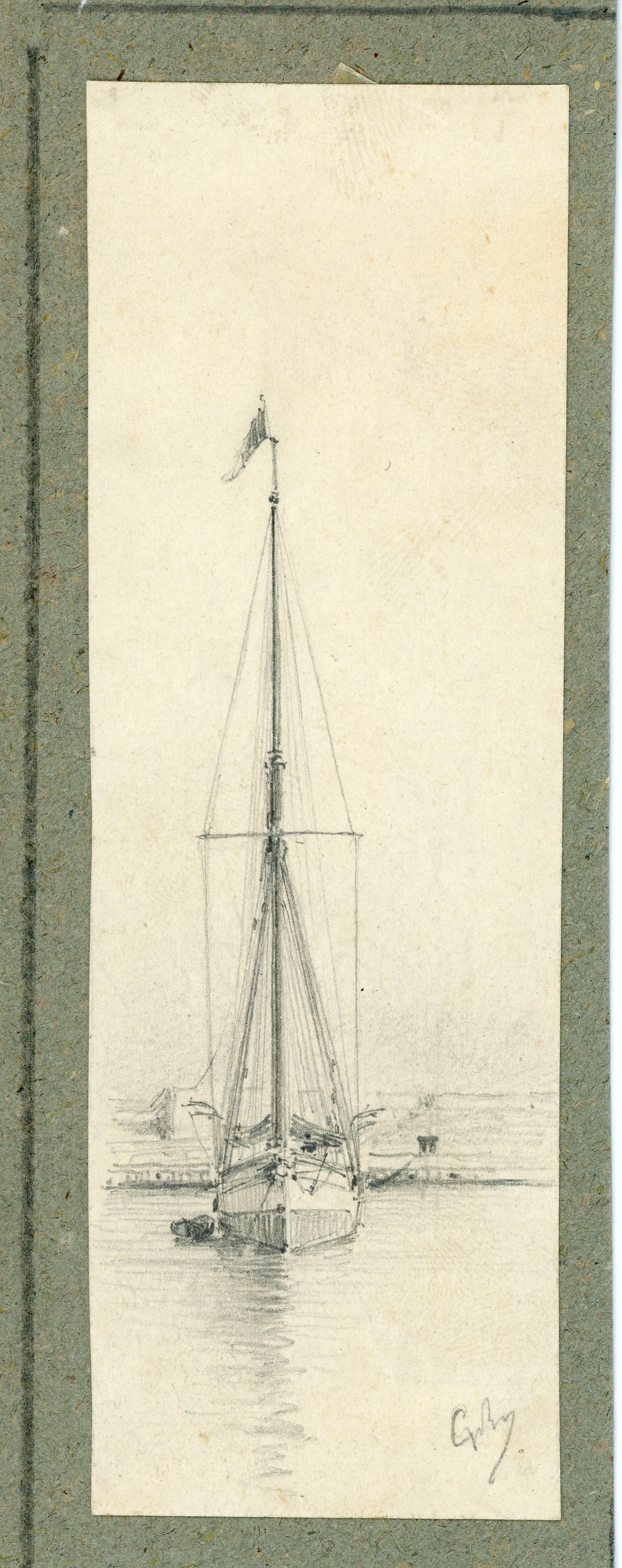 Veliero, studio dal vero (disegno) di Boggiani, Guido - ambito Italia settentrionale (seconda metà XX)