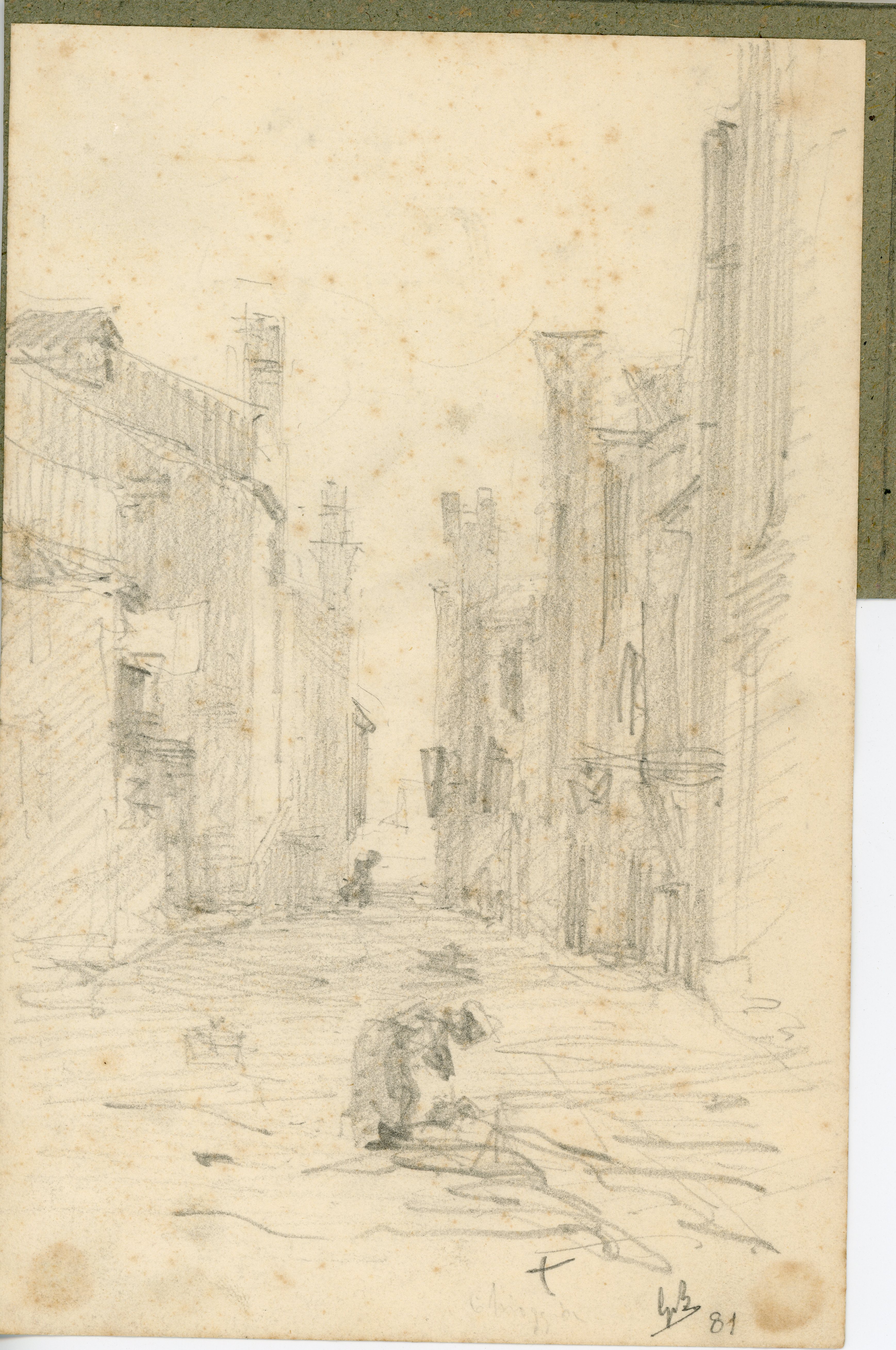 Calle a Chioggia, paesaggio (disegno) di Boggiani, Guido - ambito Italia settentrionale (seconda metà XX)
