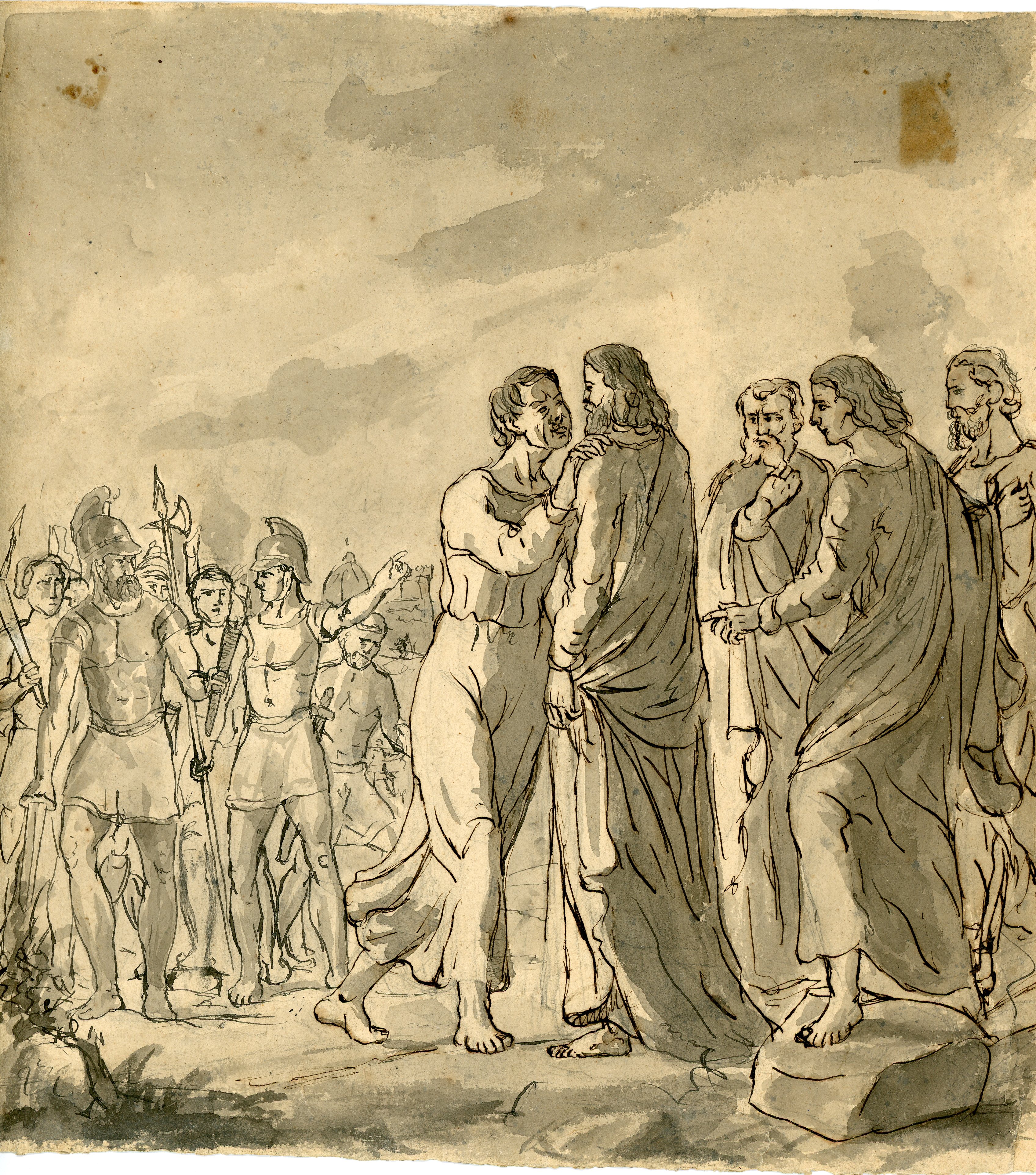 Bacio di Giuda (disegno) di Ranzoni, Daniele - ambito Italia settentrionale (seconda metà XIX)