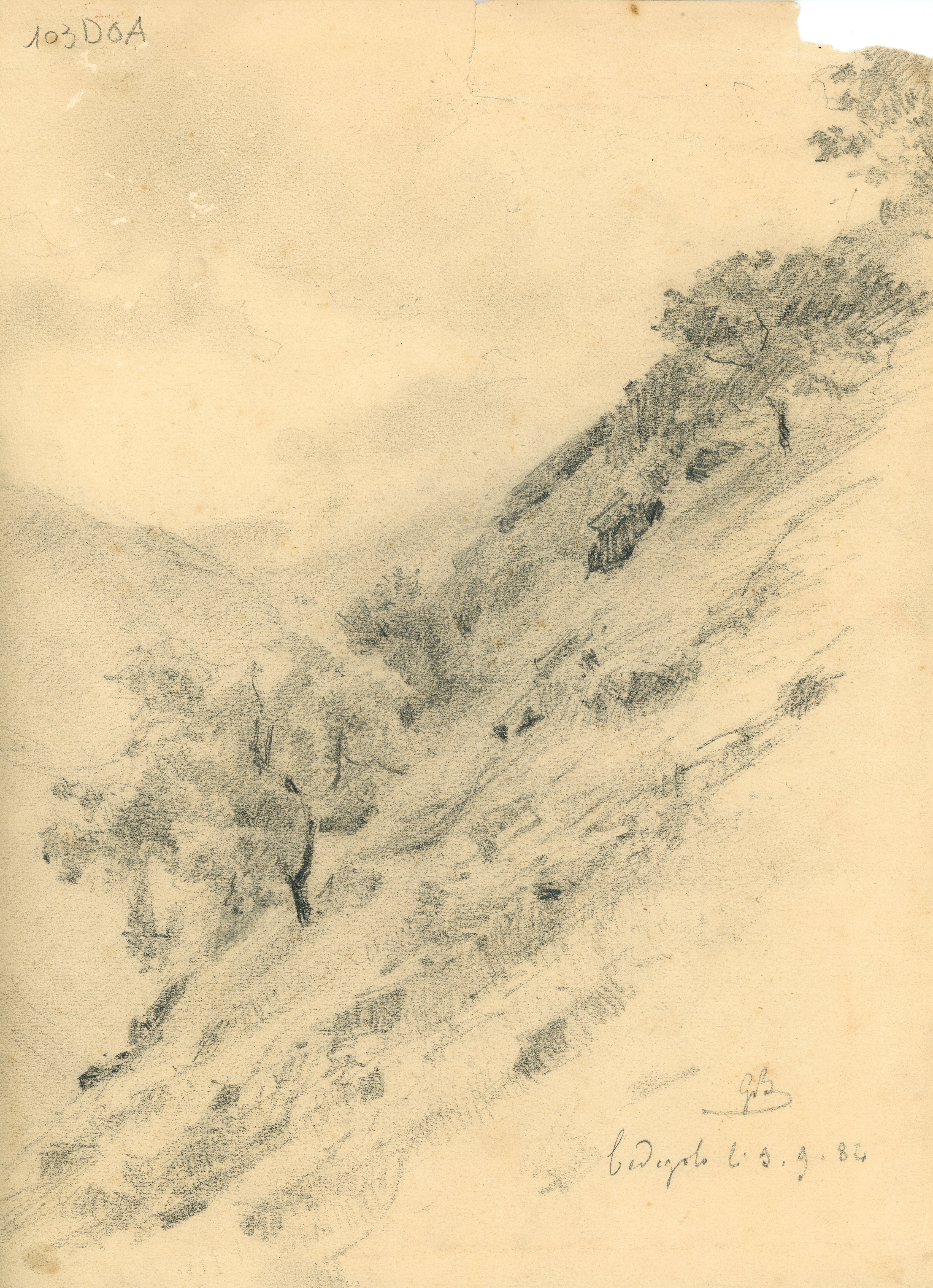 Pendio di Cevegolo (disegno) di Boggiani, Guido - ambito Italia settentrionale (ultimo quarto XIX)