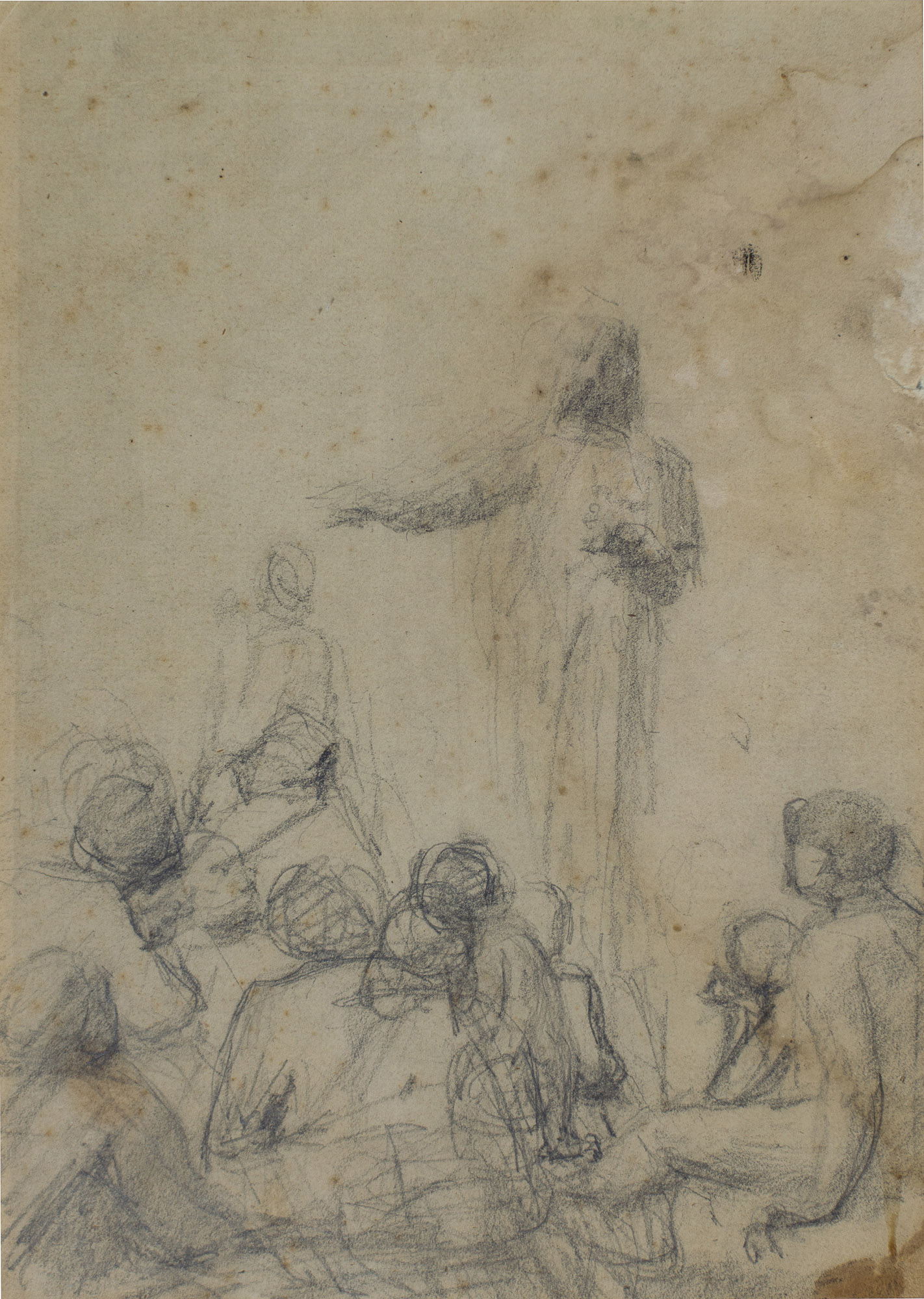 studio per la Predicazione del Battista (disegno) di Ranzoni, Daniele - ambito Italia settentrionale (terzo quarto XIX)