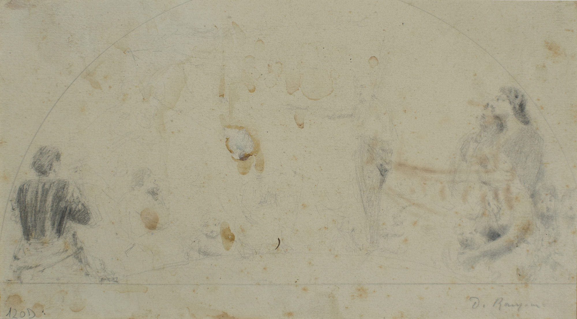 studio per la predicazione del Battista (disegno) di Ranzoni, Daniele - ambito Italia settentrionale (terzo quarto XIX)