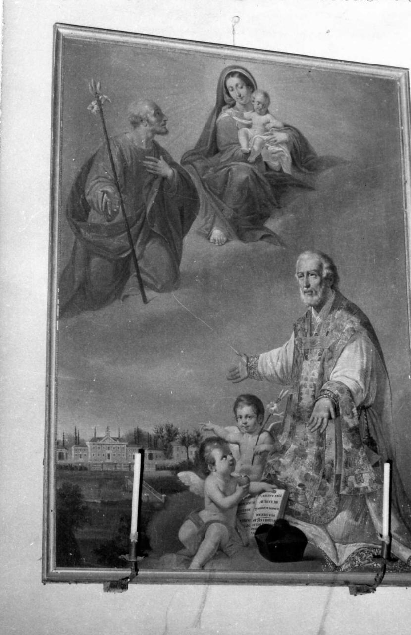 Madonna con Bambino, S. Filippo Neri e S. Giuseppe (dipinto) di Manzini Luigi (prima metà sec. XIX)