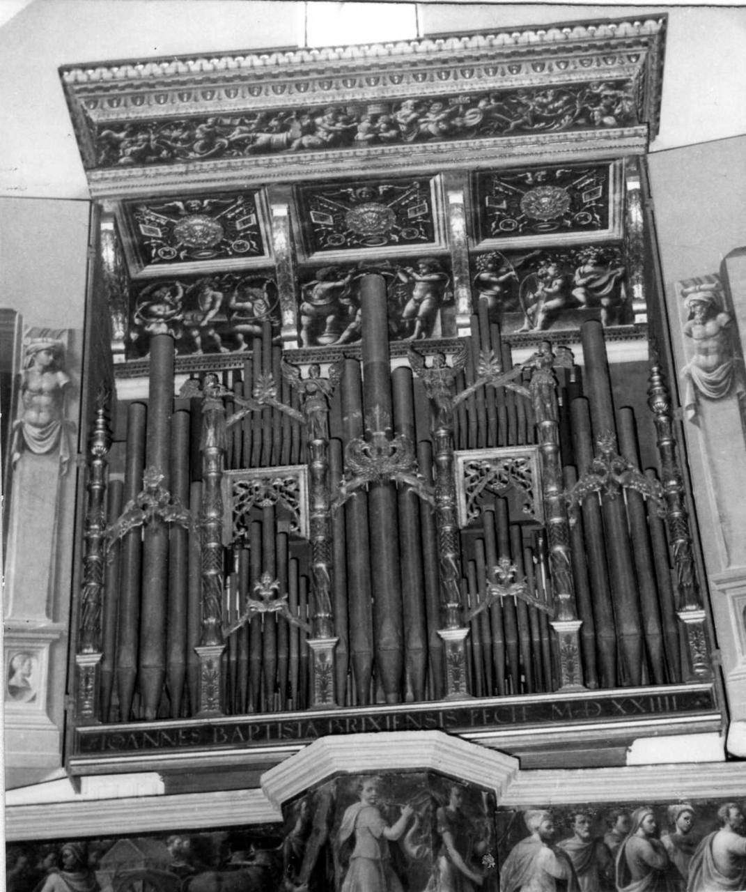 organo - a due tastiere, complesso decorativo di Taraschi Giulio, Taraschi Giovanni, Facchetti Giovanni Battista (primo quarto, metà sec. XVI, sec. XVI, sec. XX)
