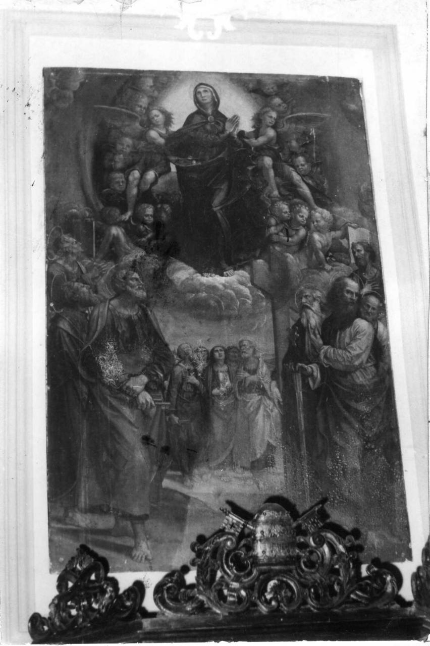 Madonna Assunta in gloria con gli Apostoli (dipinto) - ambito ferrarese (sec. XVI)