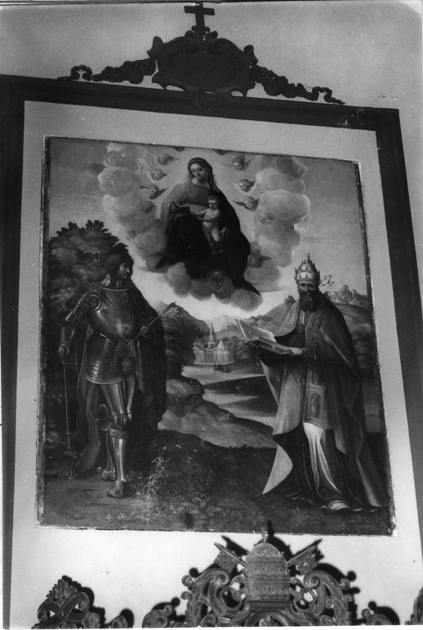 Vergine con Bambino in gloria tra San Sebastiano e San Gregorio Magno (dipinto) - ambito modenese (sec. XVI)