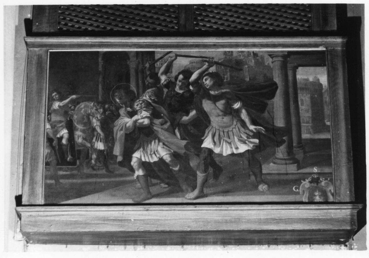 San Sebastiano bastonato da tre soldati (dipinto) di Cervi Bernardino (prima metà sec. XVII)