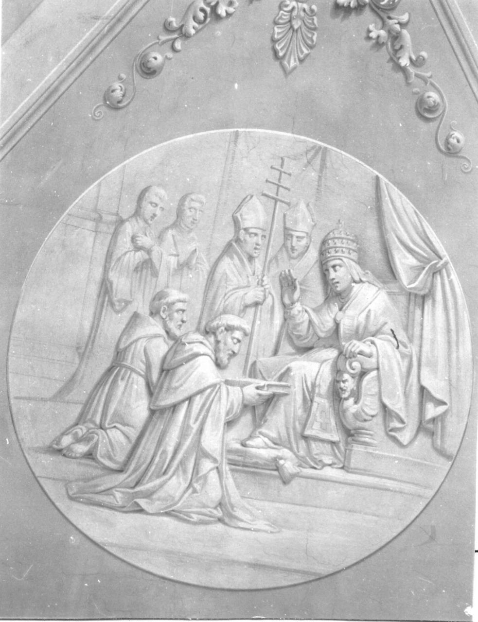 San Domenico e San Francesco ricevono la benedizione dal papa (decorazione pittorica) di Manzini Luigi (prima metà sec. XIX)