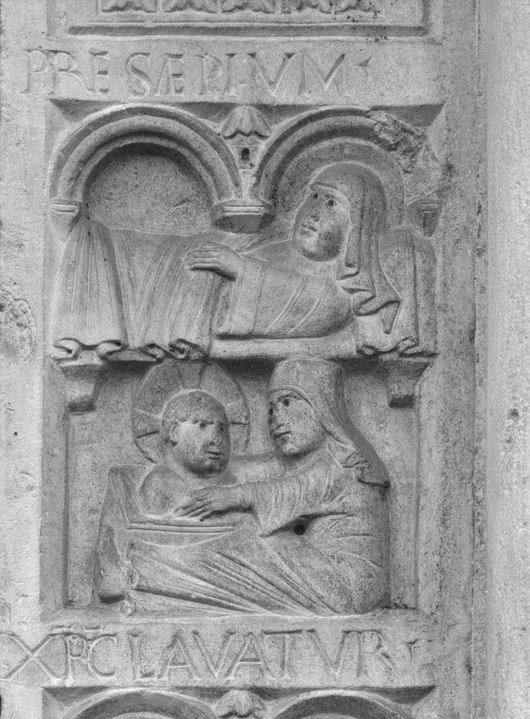 natività di Gesù (formella, elemento d'insieme) di Wiligelmo (e aiuti) (sec. XII)