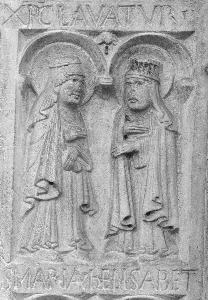 incontro di Maria Vergine e Santa Elisabetta (formella, elemento d'insieme) di Wiligelmo (e aiuti) (sec. XII)