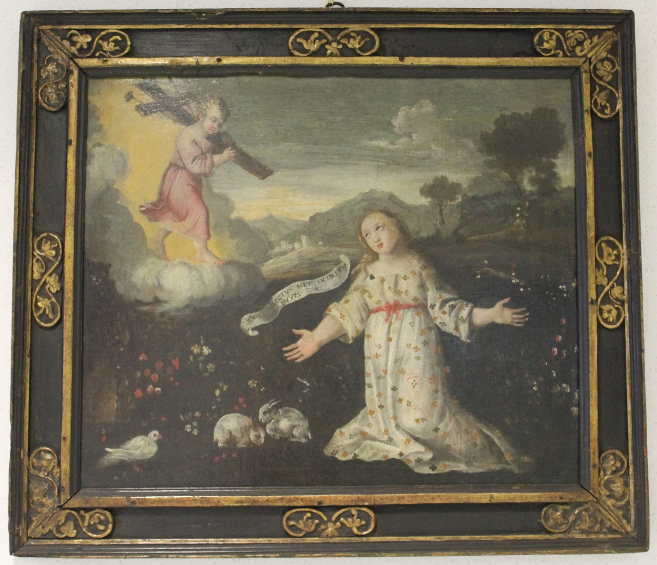 Gesù Bambino con gli strumenti della Passione appare a una santa bambina (dipinto) - ambito Italia settentrionale (metà/ inizio secc. XVII/ XVIII)