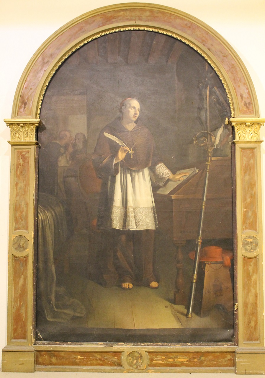 san Bonaventura in contemplazione del crocifisso (dipinto) di Menegatti Pietro (sec. XIX)