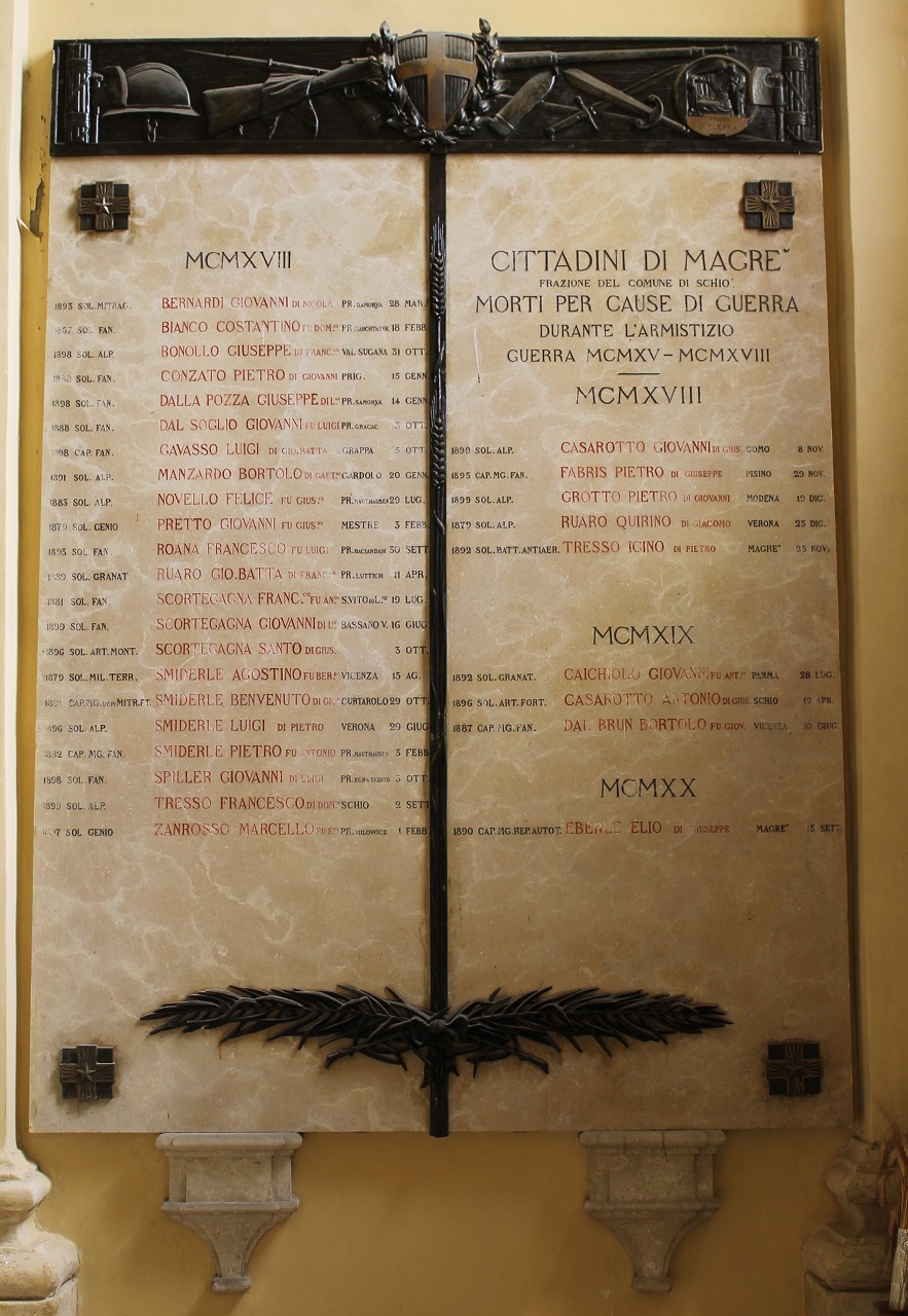 lapide commemorativa ai caduti - ambito vicentino (sec. XX)