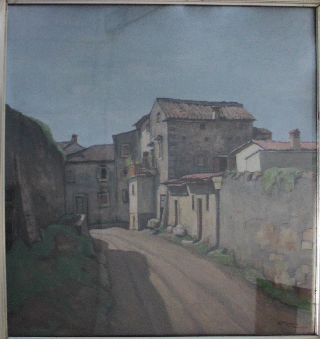 Strada con case (dipinto) di Menato Giuseppe - ambito veronese (secondo quarto sec. XX)