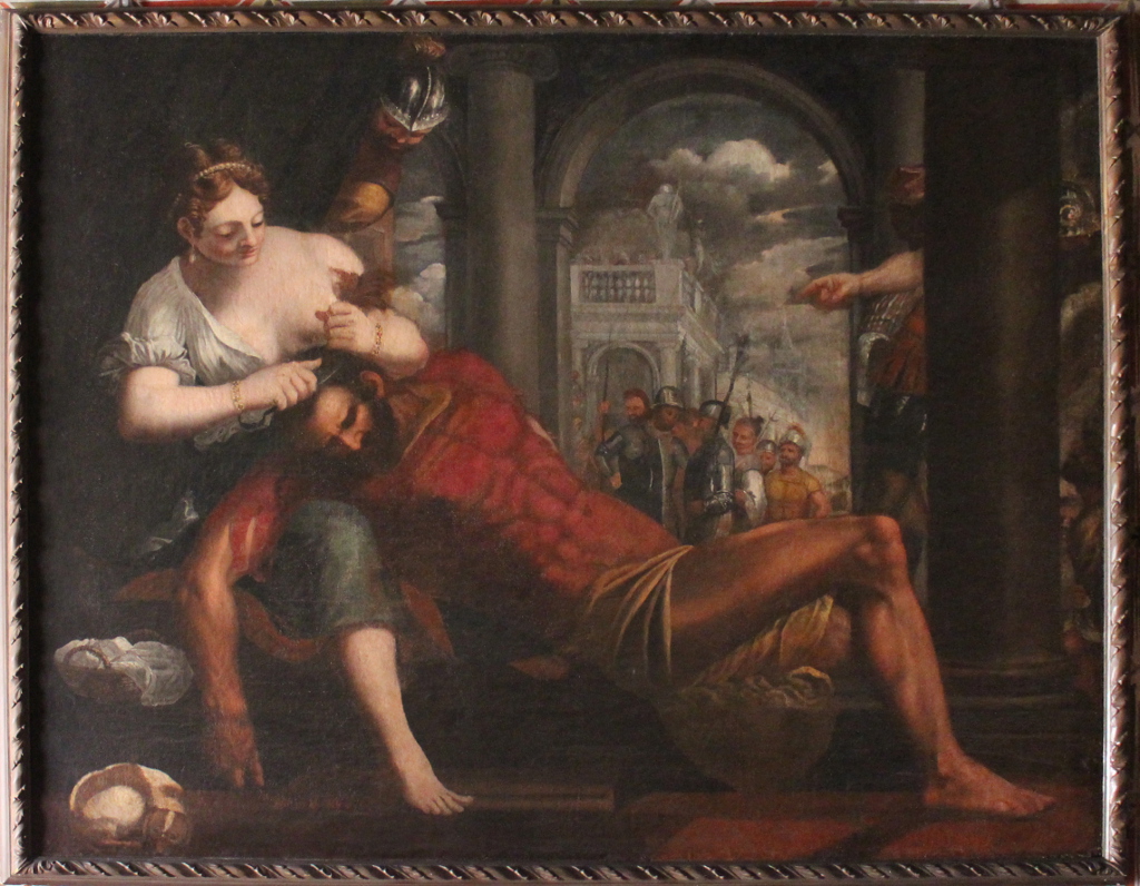 Dalila taglia le trecce di Sansone (dipinto) - ambito veneto (prima metà sec. XVII)