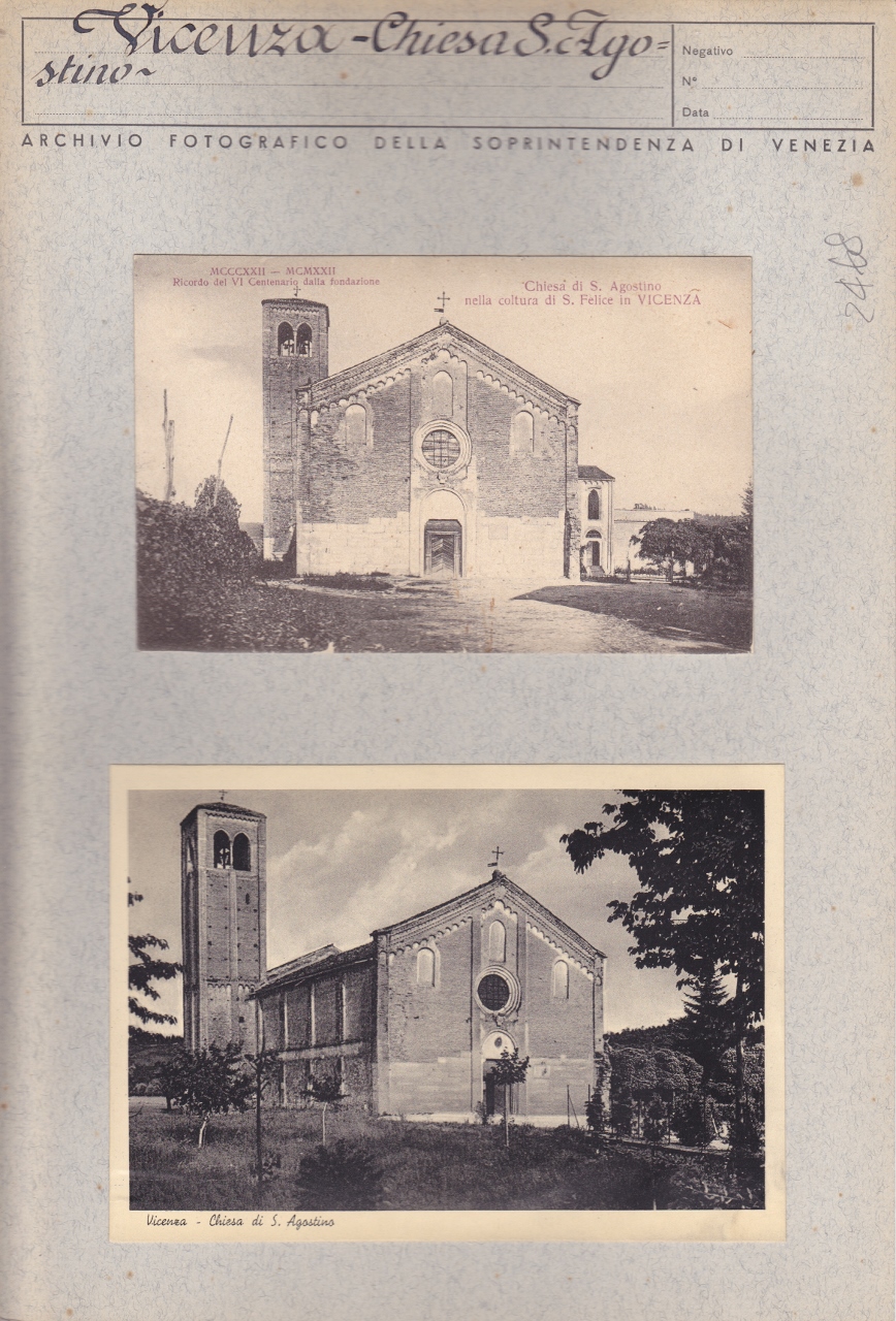 Vicenza - Chiesa di Sant'Agostino. Veduta lato nord (positivo) di Soprintendenza ai Monumenti (attr) (prima metà XX)