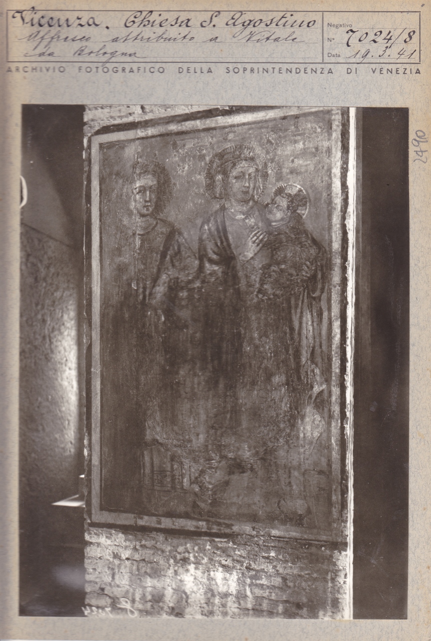 Madonna con Bambino e Santa Caterina Martire - Affreschi - Vicenza - Chiesa di Sant'Agostino (positivo) di Soprintendenza ai Monumenti (attr) (XX)