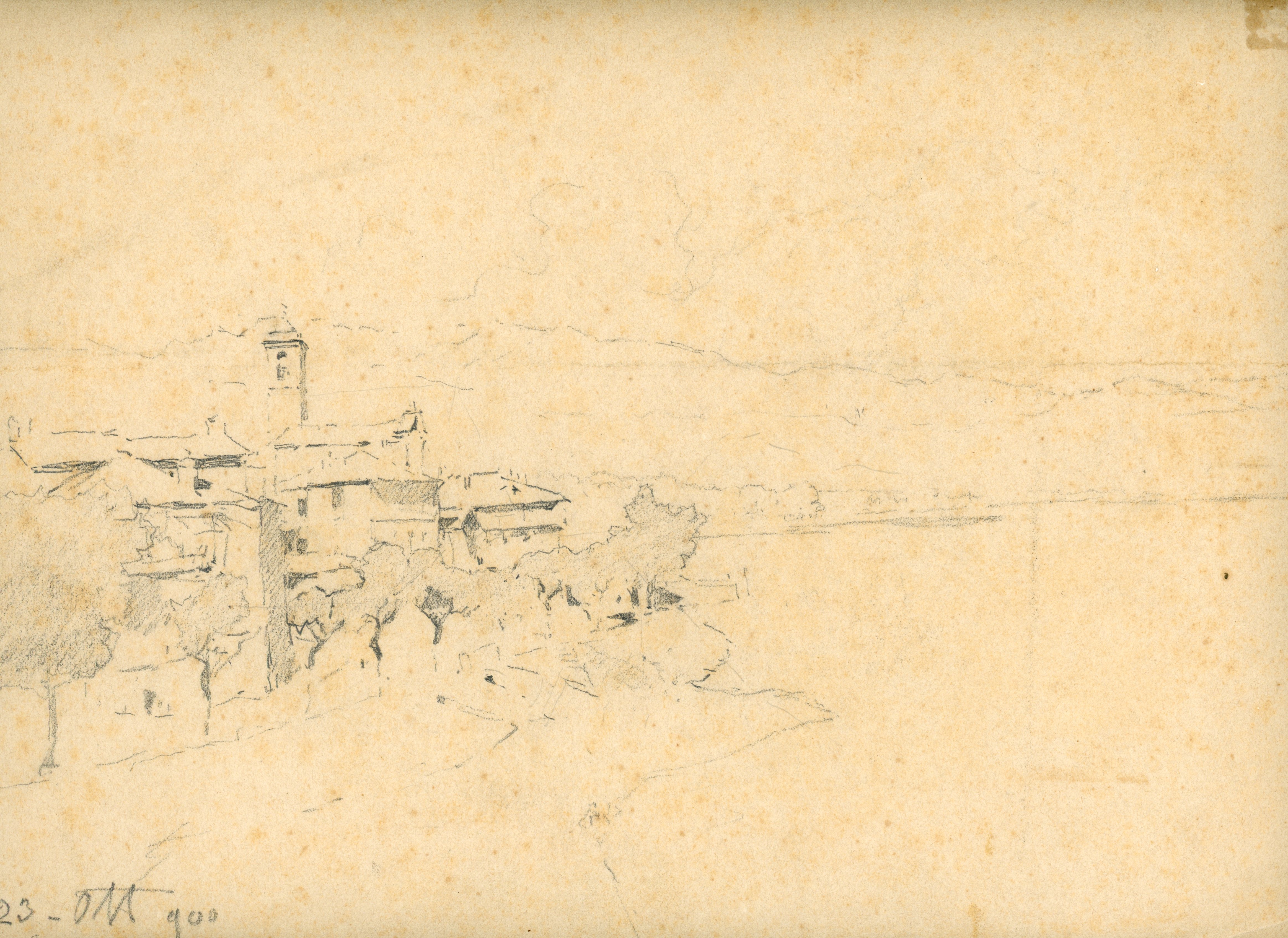 Paesaggio lacustre (disegno) di Gignous, Eugenio - ambito italiano (inizio XX)