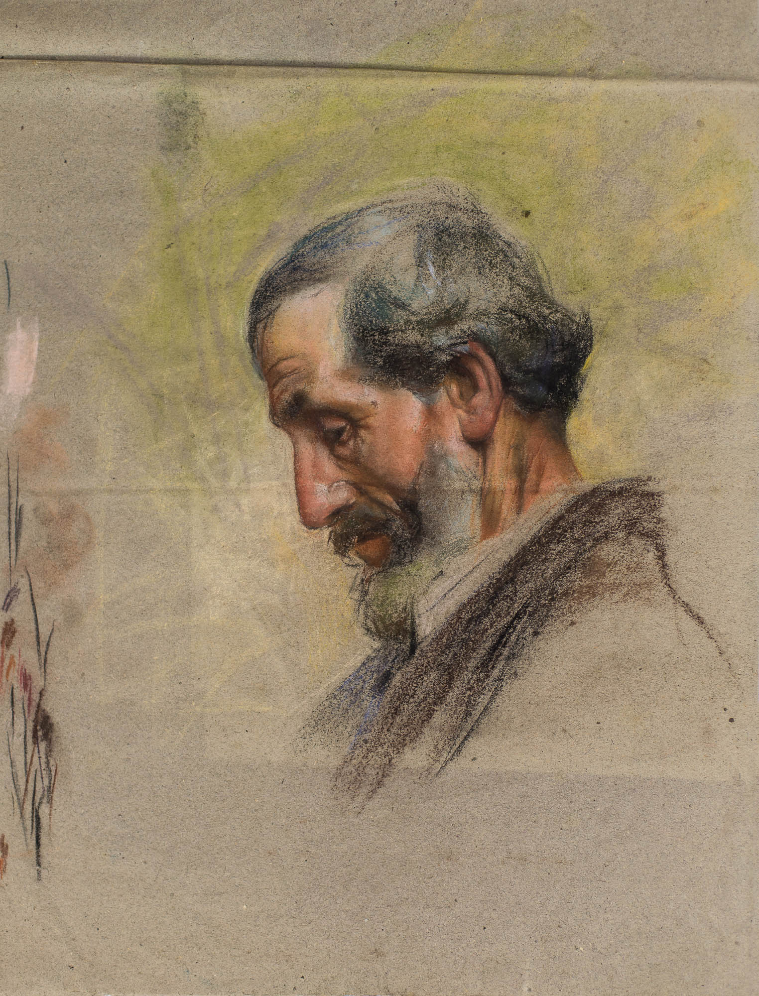 Ritratto di uomo anziano, di profilo (disegno) di Browne, Sophie (attribuito) - ambito italiano (fine/ inizio XIX)