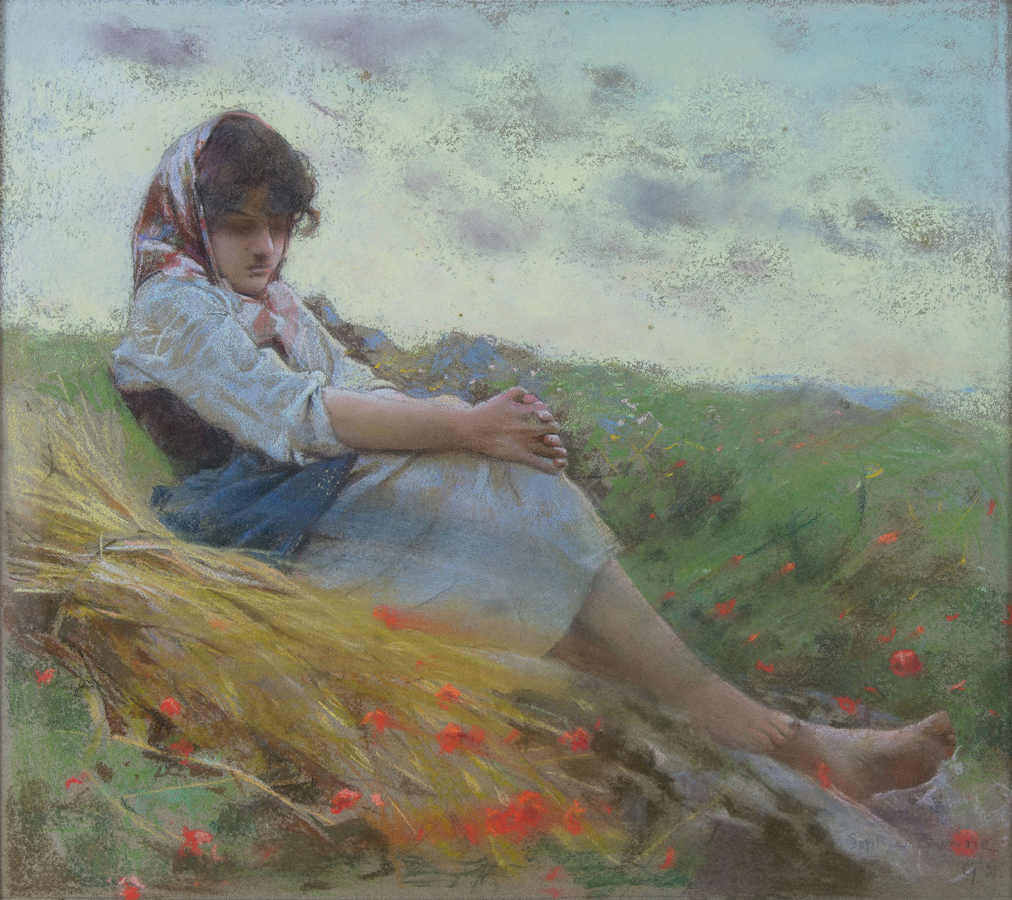 Giovane donna (dipinto) di Browne, Sophie - ambito italiano (ultimo quarto XIX)