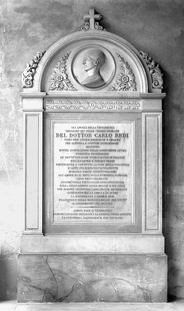 ritratto di Carlo Redi (stele funeraria) di Cartei Luigi (sec. XIX)