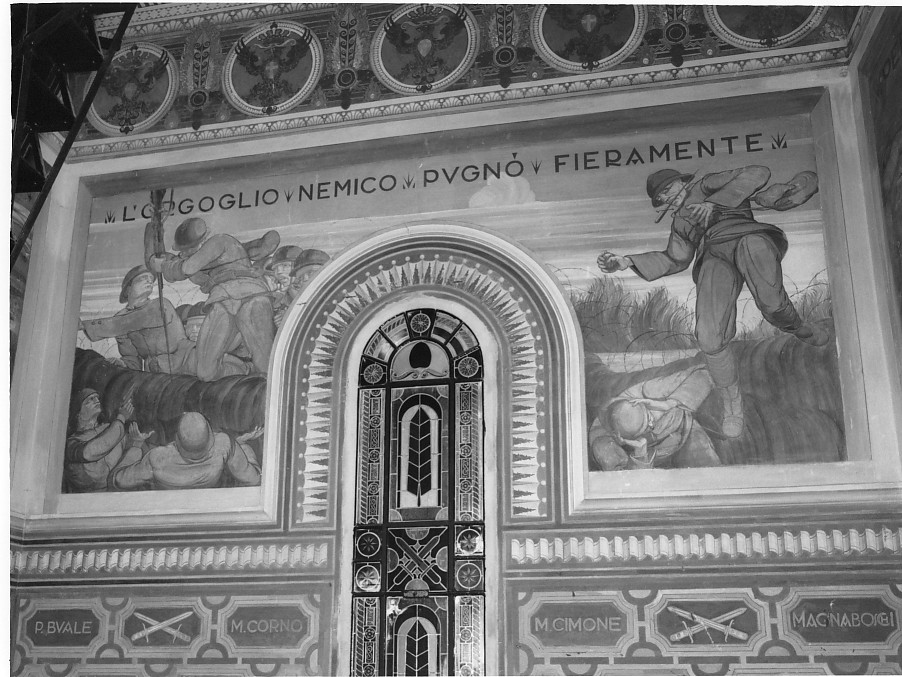 figure di soldati in combattimento (dipinto, complesso decorativo) di Chini Tito (sec. XX)