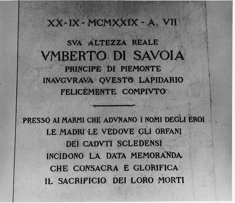 lapide commemorativa - ambito vicentino (sec. XX)