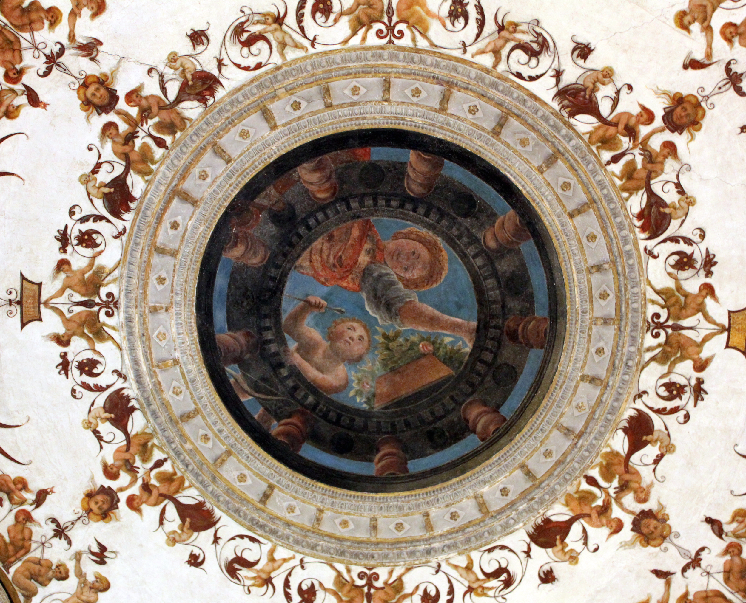 Venere con Amore (oculo) di Leonbruno Lorenzo (e aiuti) (sec. XVI)