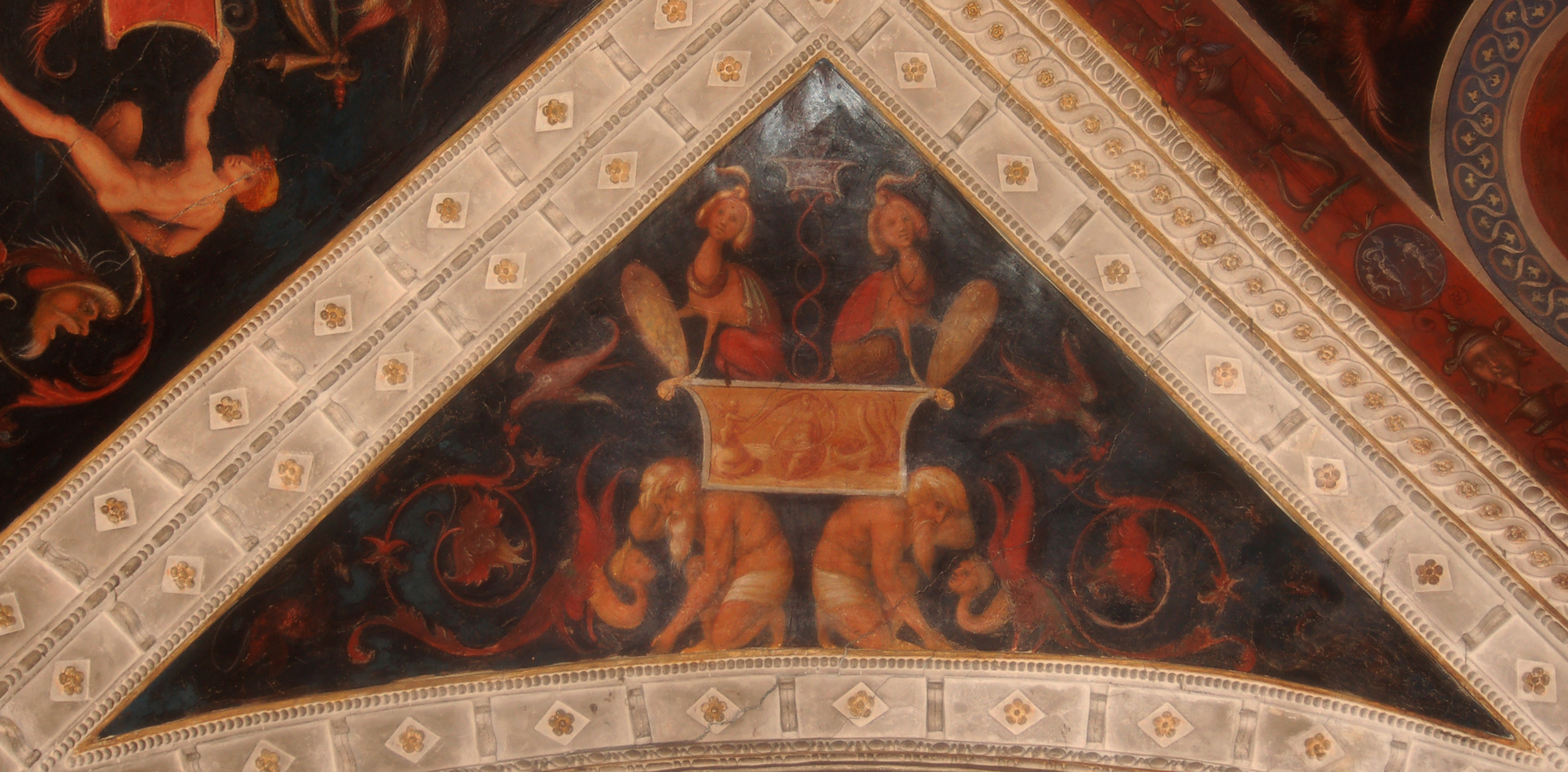 scena marina con nereide, grottesche (vela) di Leonbruno Lorenzo (e aiuti) (sec. XVI)