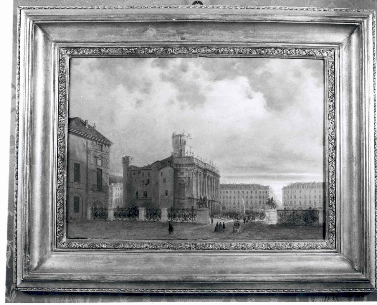 VEDUTA DI PIAZZA CASTELLO A TORINO (DIPINTO, opera isolata) di Righini Camillo (terzo quarto sec. XIX)