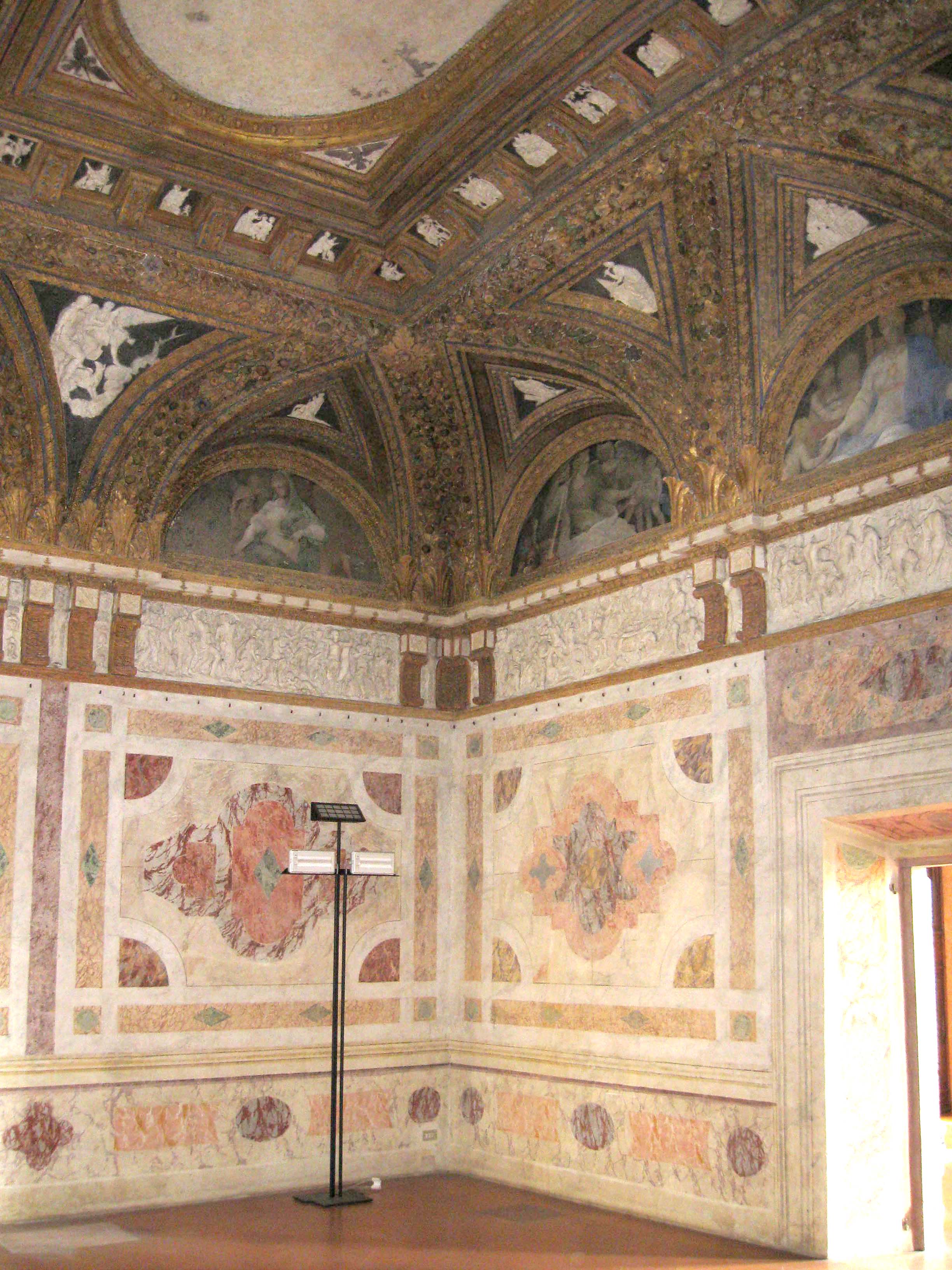 Virtù, Musica (decorazione plastico-pittorica, complesso decorativo) di Bertani Giovanni Battista (attribuito), Ligorio, Pirro, Ligorio, Pirro, Costa Lorenzo il Giovane (attribuito) - bottega mantovana (terzo quarto sec. XVI)