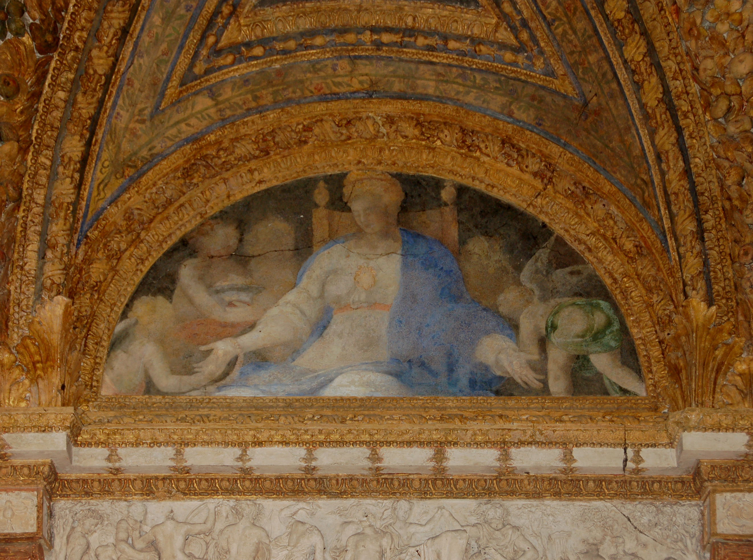 Munificenza (dipinto murale, elemento d'insieme) di Ligorio, Pirro (attribuito), Costa Lorenzo il Giovane (attribuito) (terzo quarto sec. XVI)