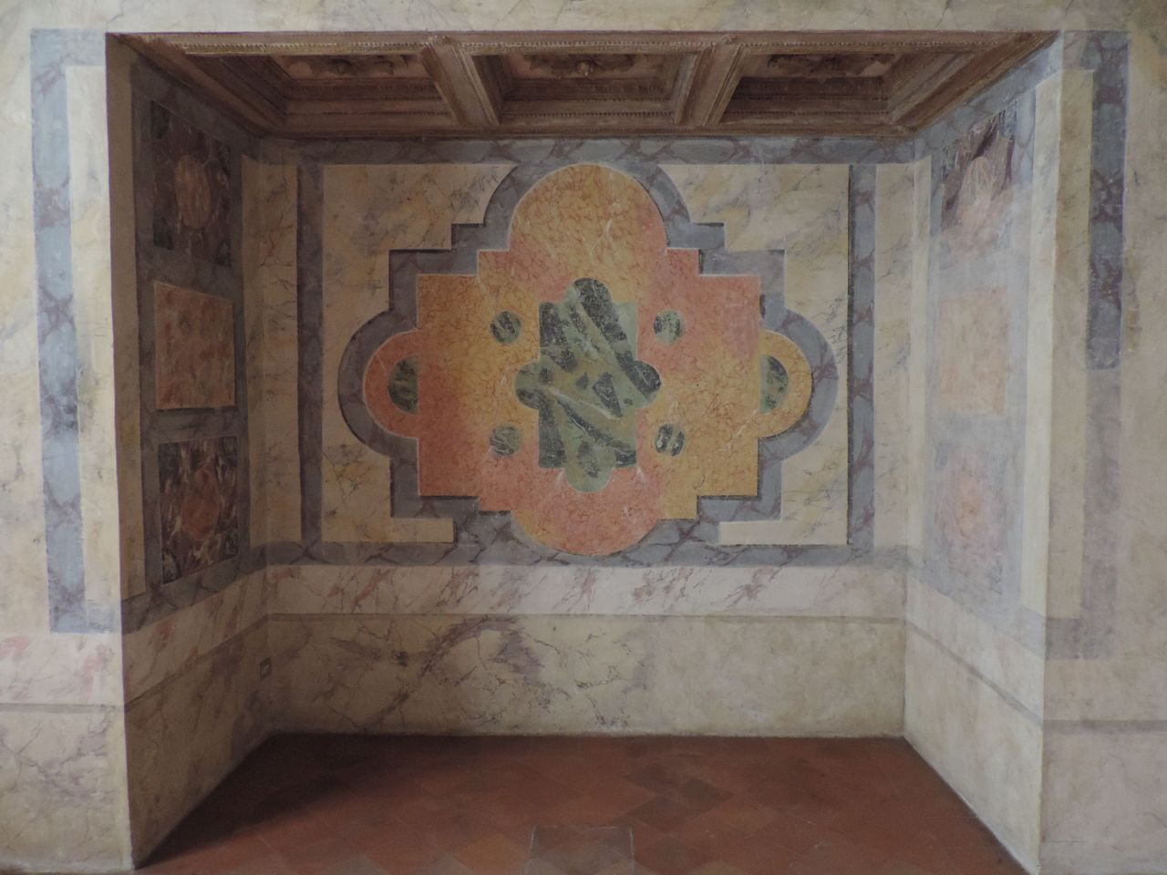 Rosone (soffitto a cassettoni, elemento d'insieme) di Bertani Giovanni Battista, Ligorio, Pirro (attribuito) - bottega mantovana (terzo quarto sec. XVI)