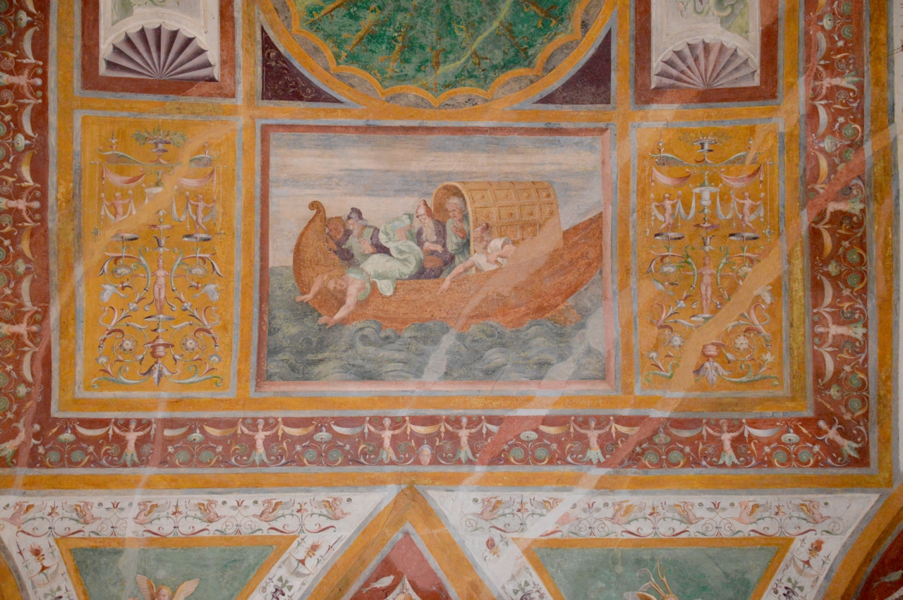 Ippo si getta in mare (dipinto murale) di Giulio Romano, Rinaldo Mantovano (secondo quarto sec. XVI)
