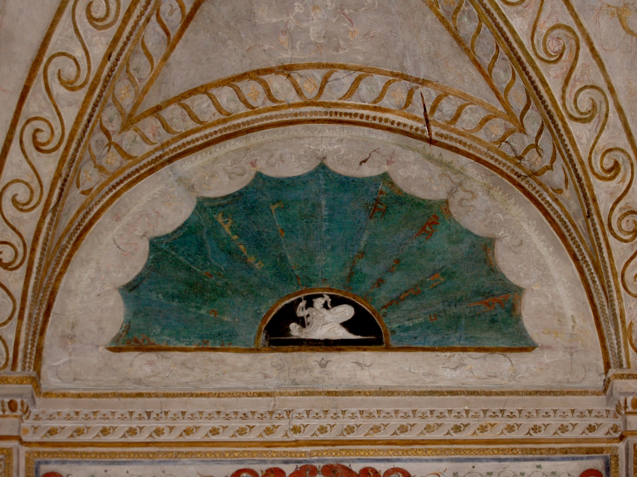 Minerva (decorazione plastico-pittorica) di Giulio Romano, Anselmo Guazzi (attribuito), Andrea Conti (attribuito), Conti Biagio (attribuito) (secondo quarto sec. XVI)