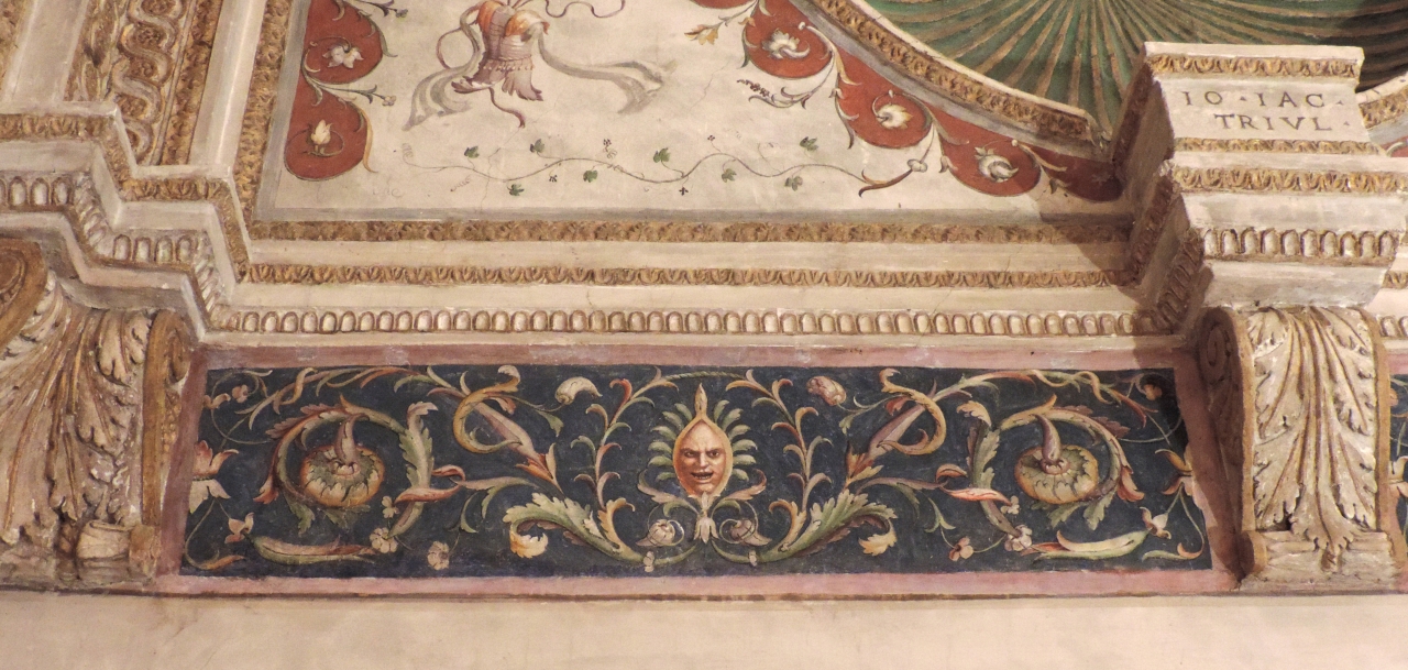 Motivi decorativi a girali vegetali con mascheroni (decorazione pittorica) di Giulio Romano, Anselmo Guazzi (attribuito) (secondo quarto sec. XVI)