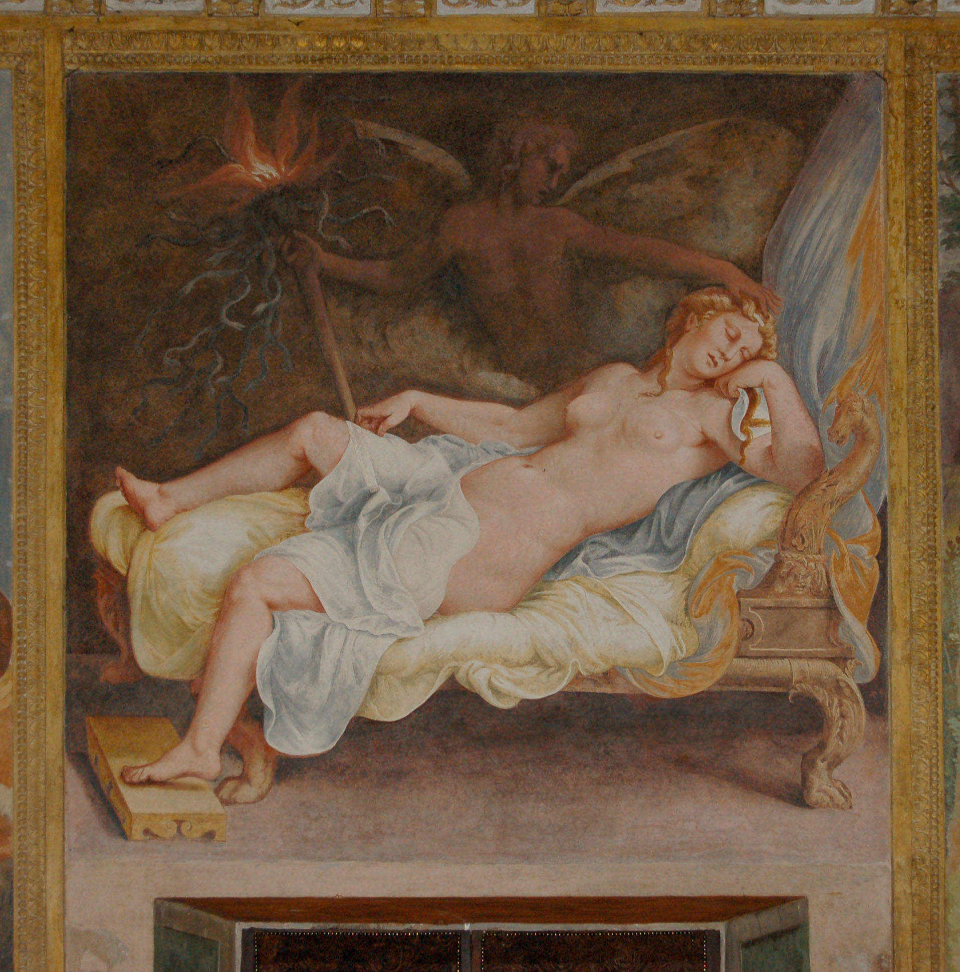 Sogno di Ecuba (dipinto murale) di Giulio Romano, Scaletti Luca detto Figurino (attribuito) (secondo quarto sec. XVI)